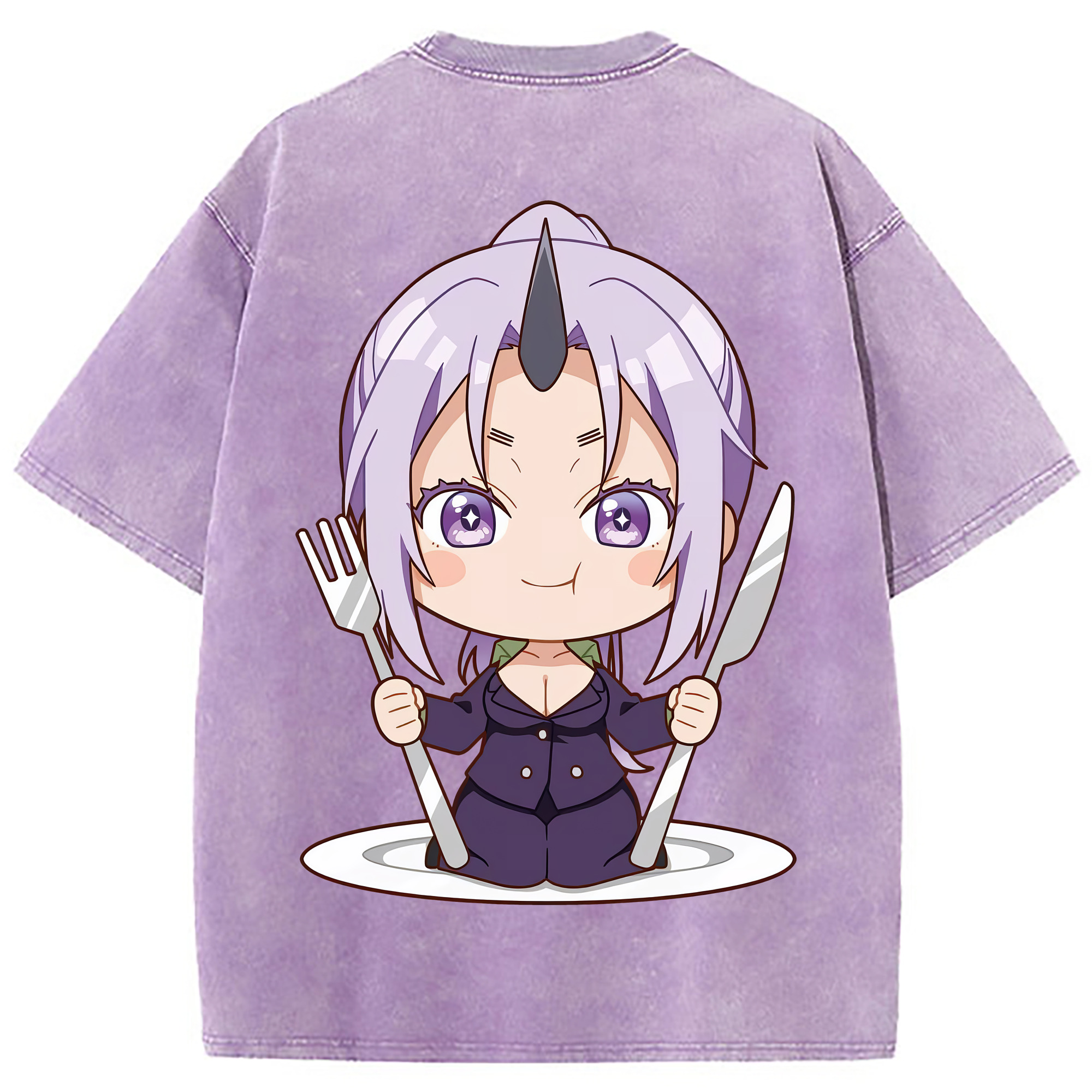 （画像用） 転スラ Regarding Reincarnated to Slime 綿100% ヴィンテージ風 半袖Tシャツ（背面プリント）