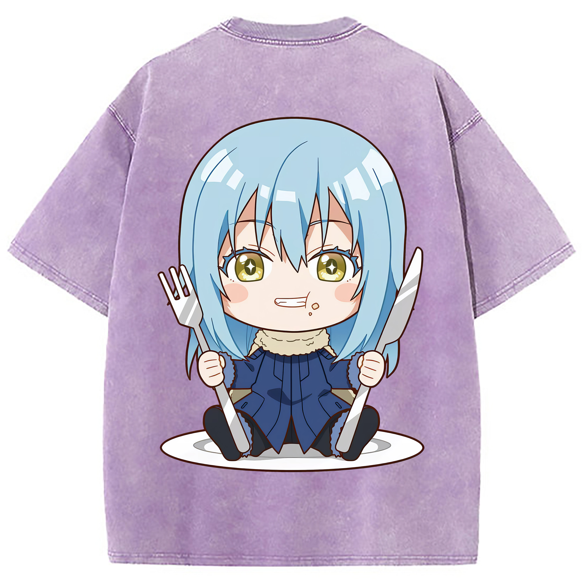 （画像用） 転スラ Regarding Reincarnated to Slime 綿100% ヴィンテージ風 半袖Tシャツ（背面プリント）
