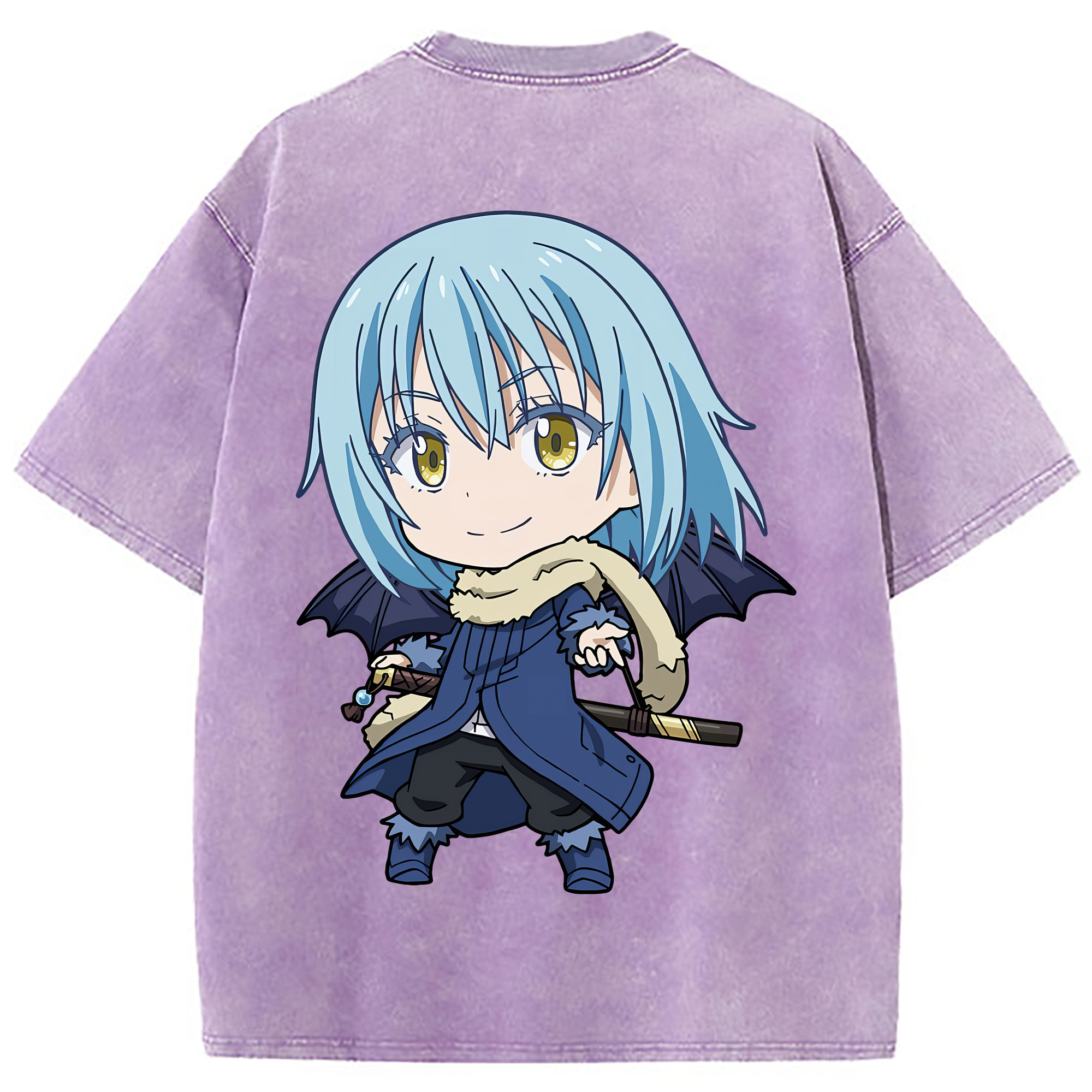（画像用） 転スラ Regarding Reincarnated to Slime 綿100% ヴィンテージ風 半袖Tシャツ（背面プリント）
