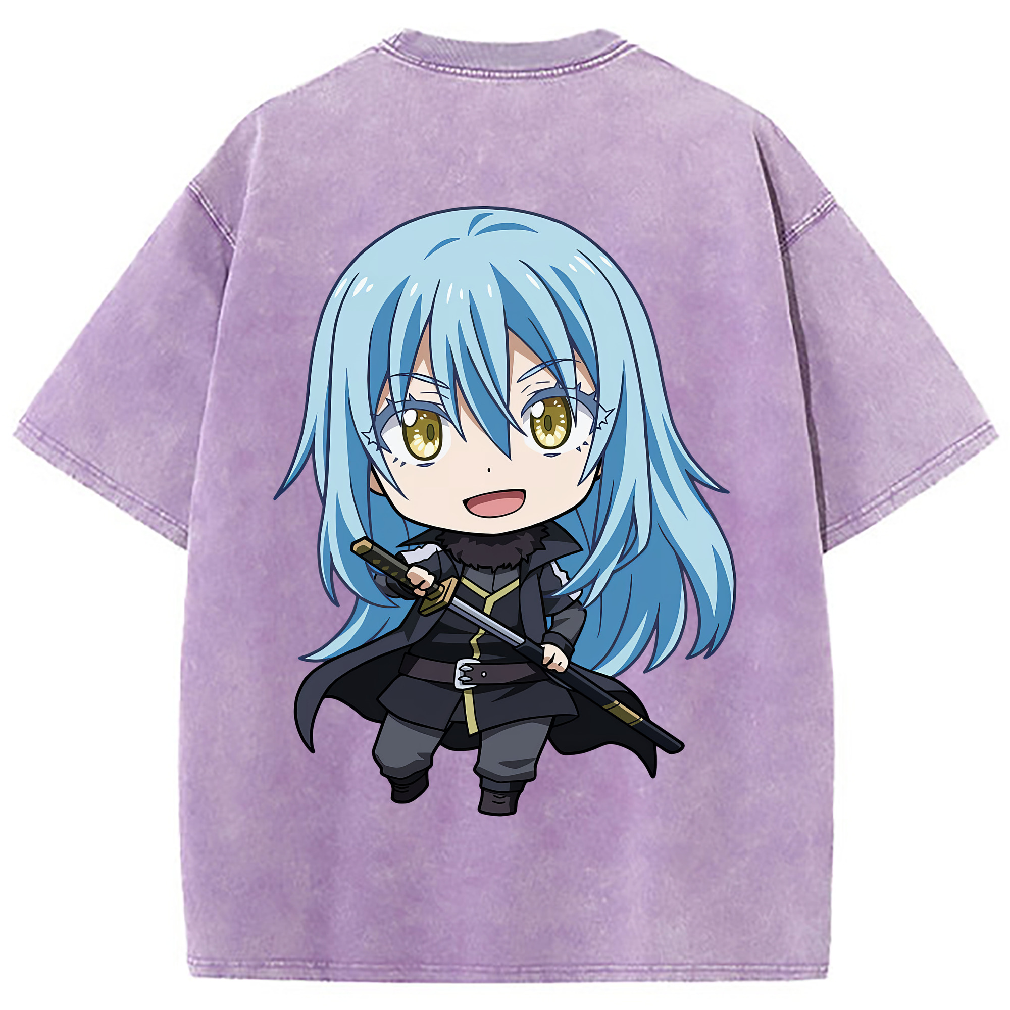 （画像用） 転スラ Regarding Reincarnated to Slime 綿100% ヴィンテージ風 半袖Tシャツ（背面プリント）