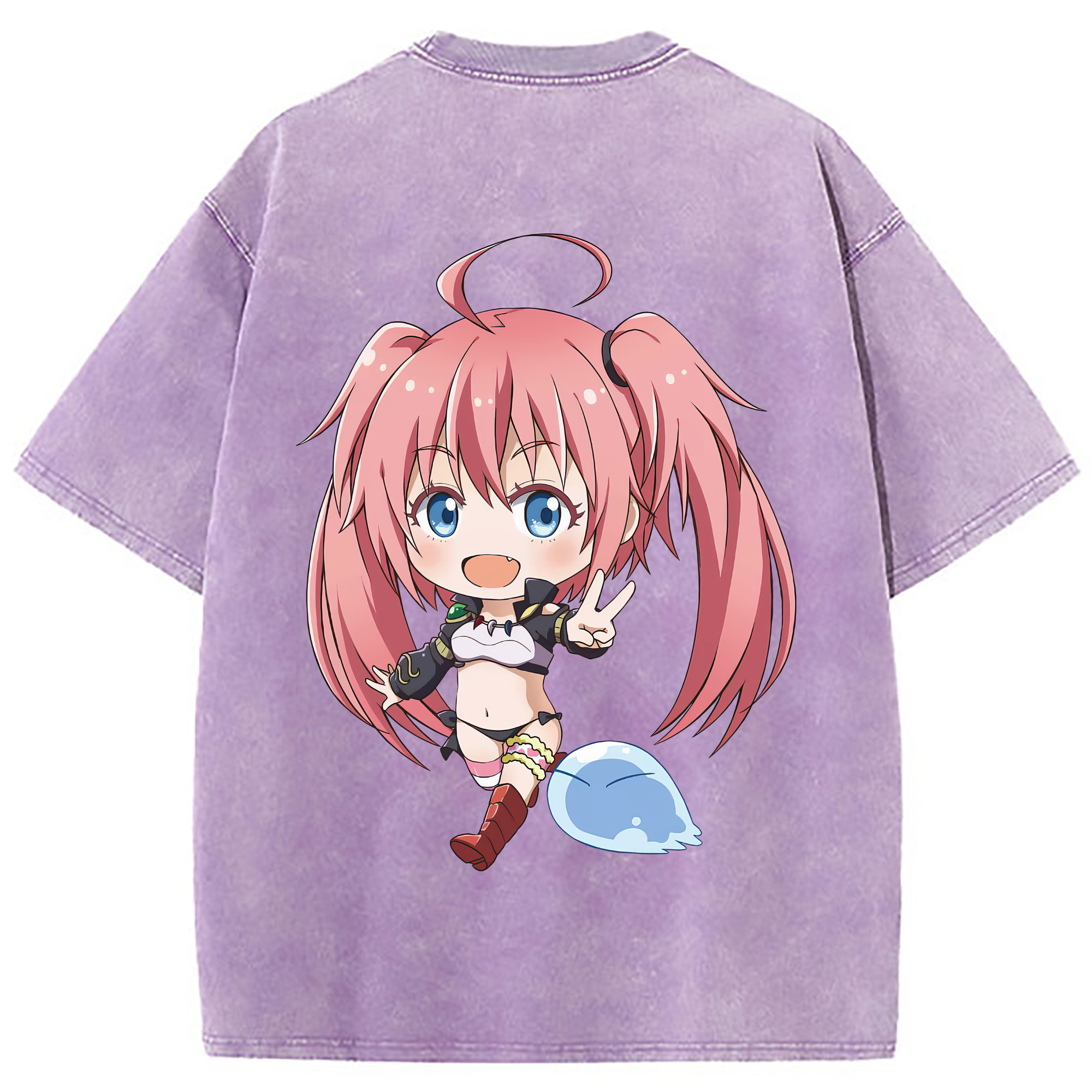 （画像用） 転スラ Regarding Reincarnated to Slime 綿100% ヴィンテージ風 半袖Tシャツ（背面プリント）