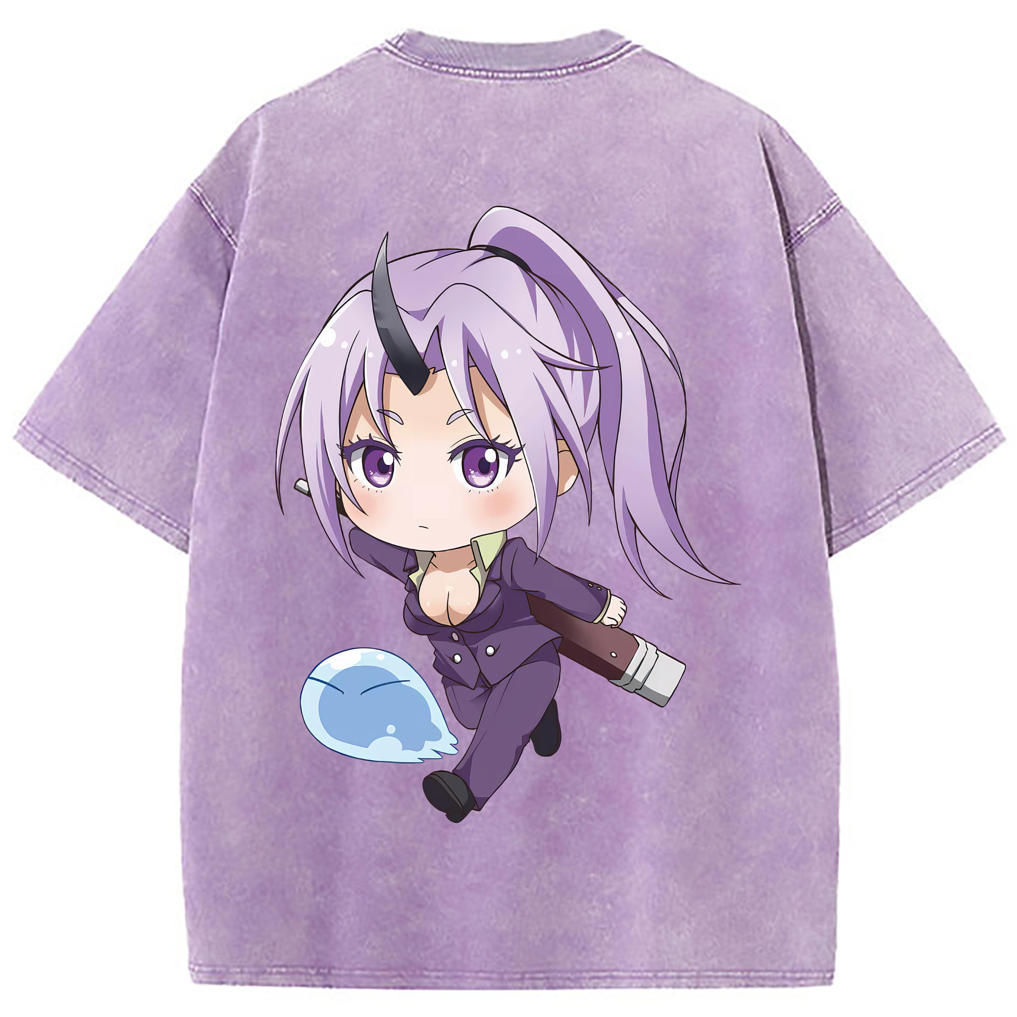 （画像用） 転スラ Regarding Reincarnated to Slime 綿100% ヴィンテージ風 半袖Tシャツ（背面プリント）