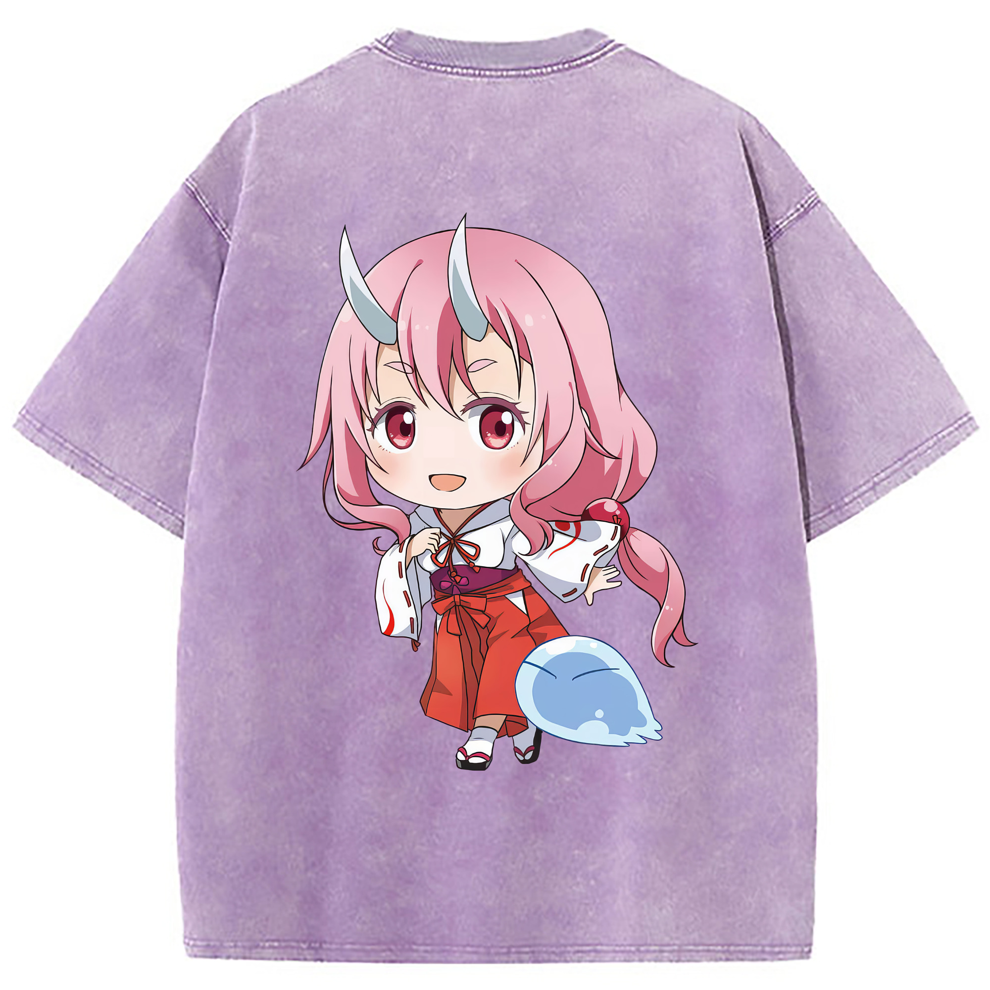 （画像用） 転スラ Regarding Reincarnated to Slime 綿100% ヴィンテージ風 半袖Tシャツ（背面プリント）