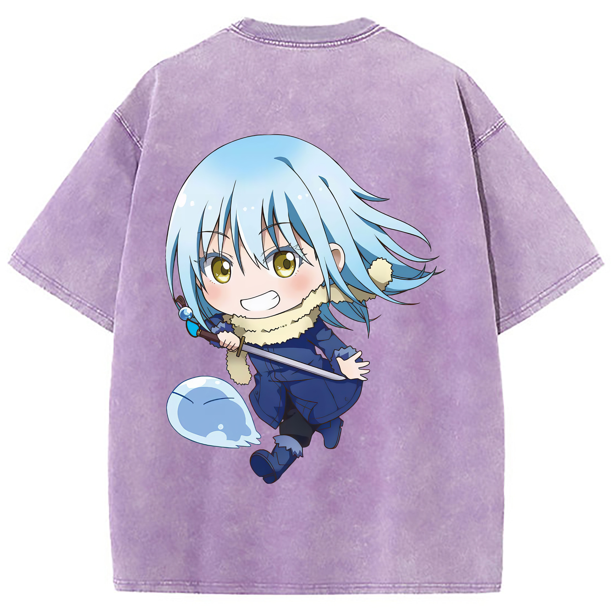 （画像用） 転スラ Regarding Reincarnated to Slime 綿100% ヴィンテージ風 半袖Tシャツ（背面プリント）