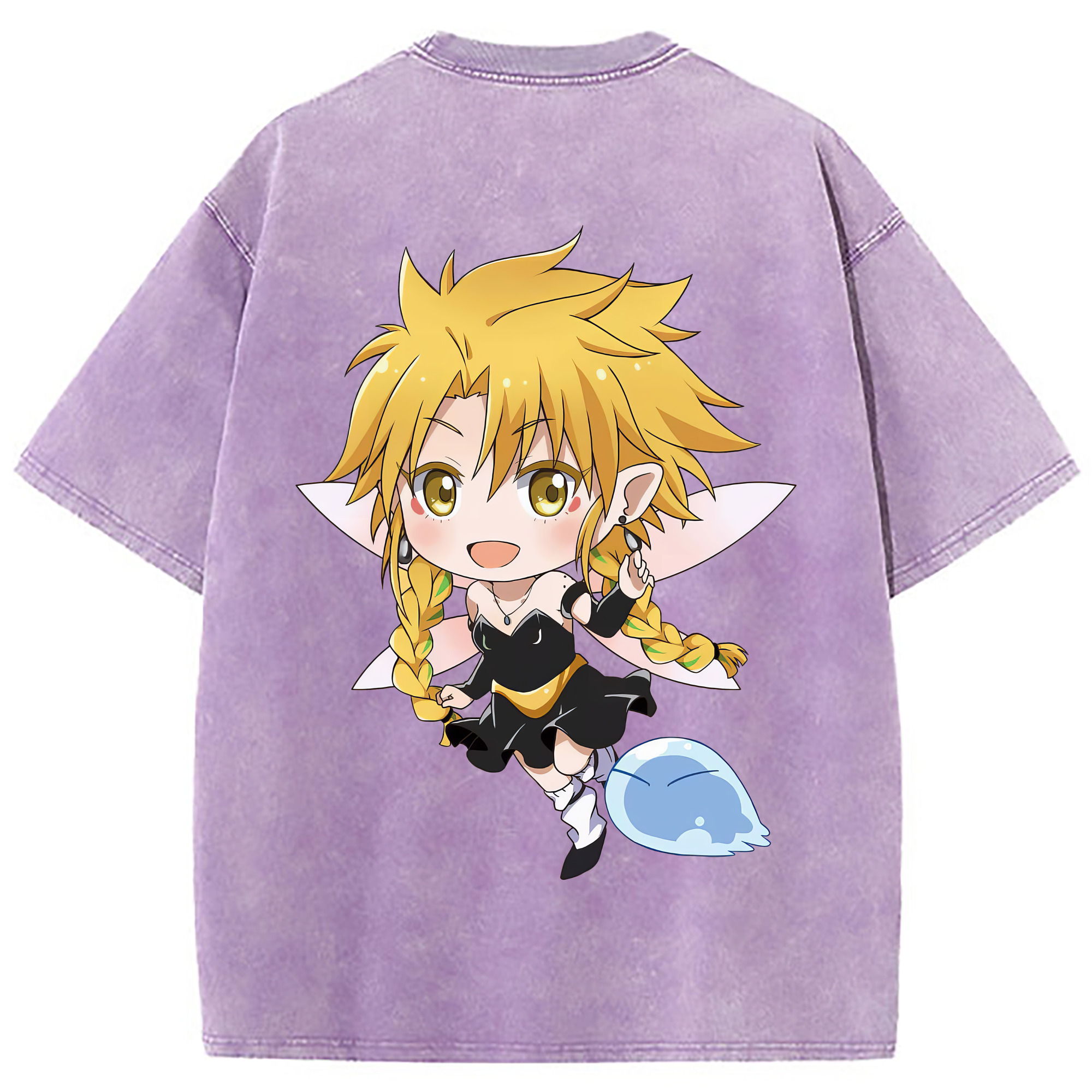 （画像用） 転スラ Regarding Reincarnated to Slime 綿100% ヴィンテージ風 半袖Tシャツ（背面プリント）