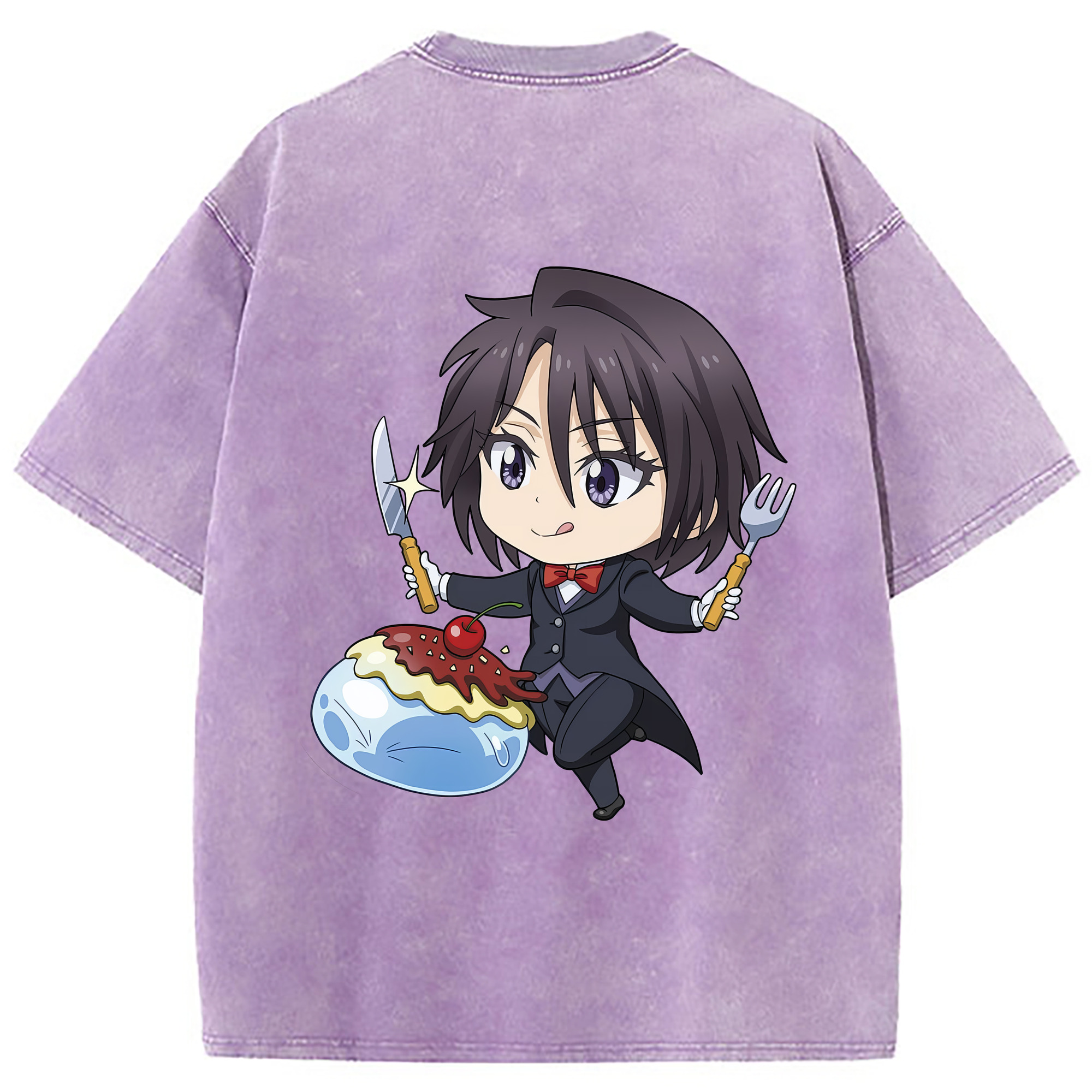 （画像用） 転スラ Regarding Reincarnated to Slime 綿100% ヴィンテージ風 半袖Tシャツ（背面プリント）