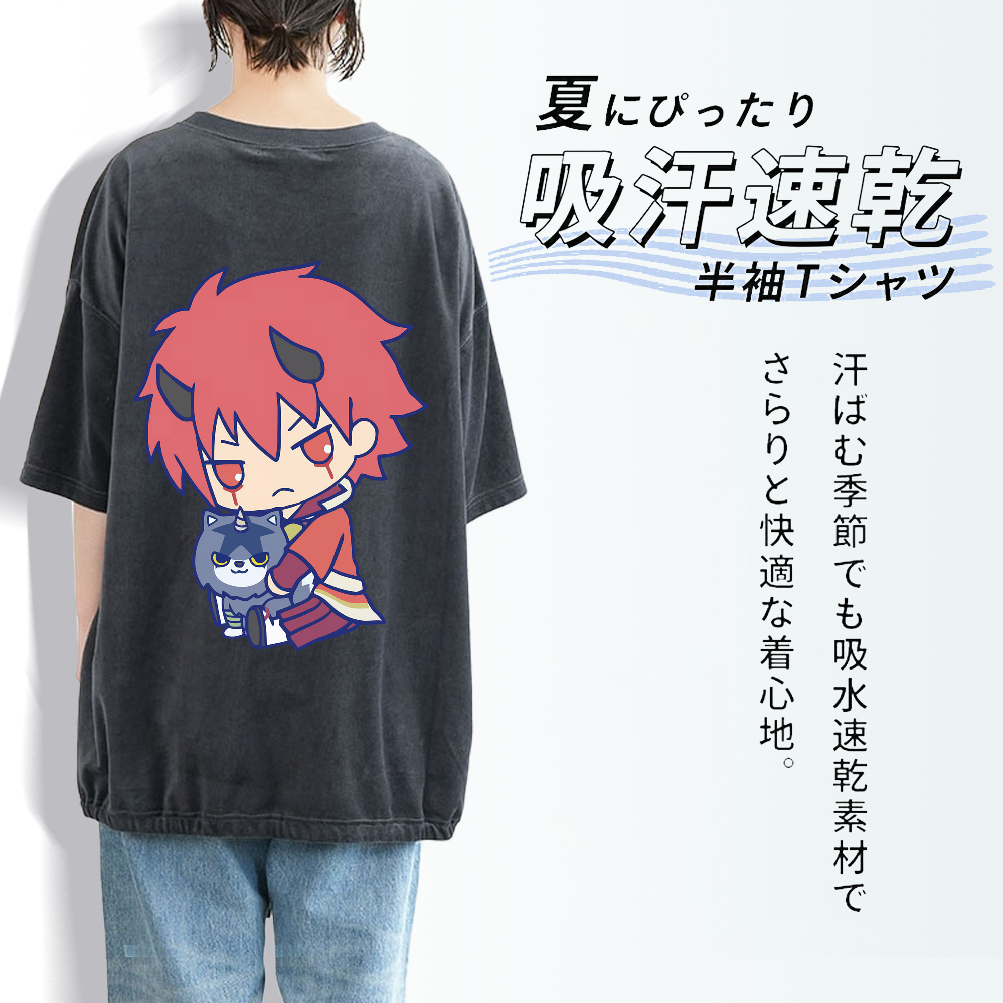 転スラ Regarding Reincarnated to Slime 綿100% ヴィンテージ風 半袖Tシャツ（背面プリント）