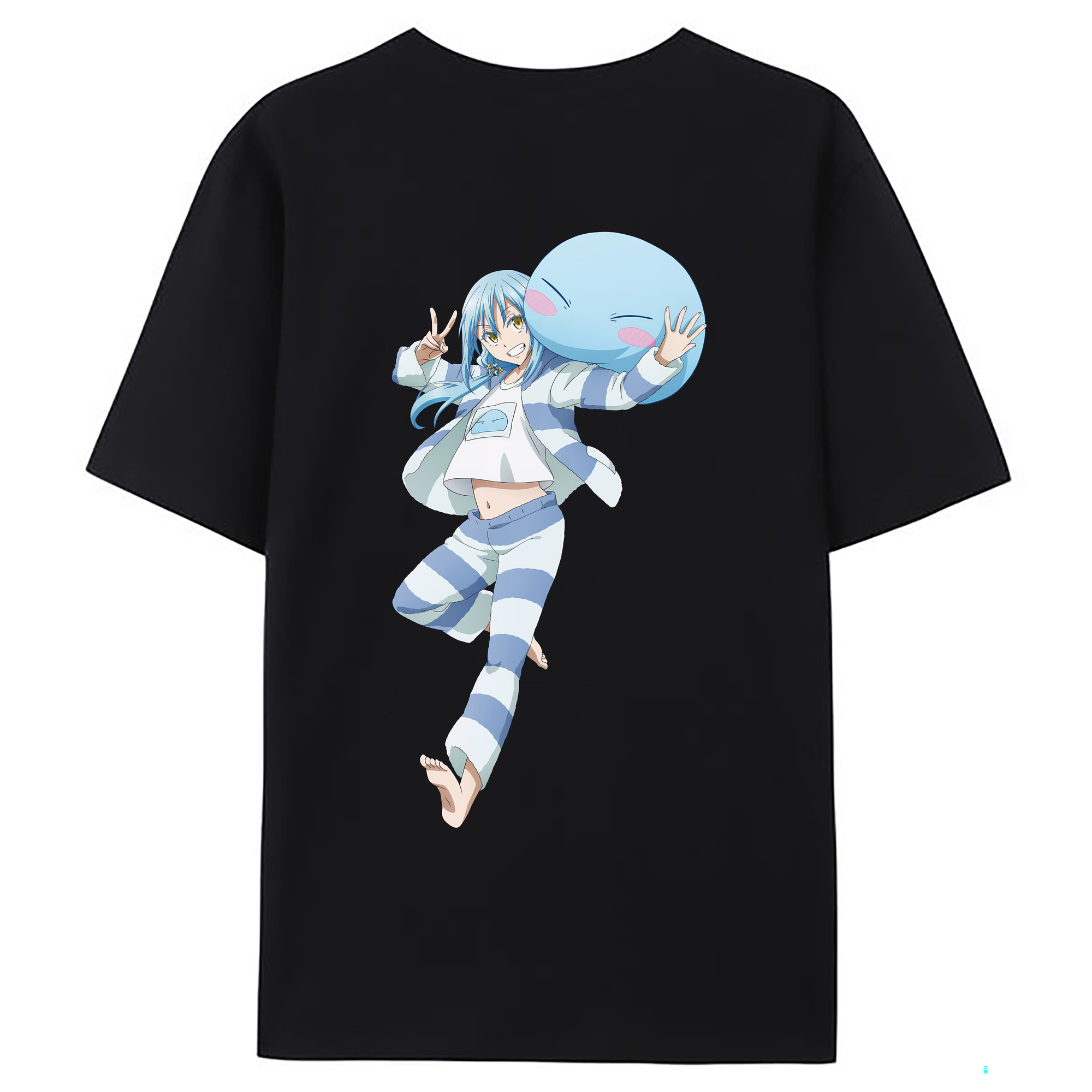 （画像用） 転スラ Regarding Reincarnated to Slime 綿100％ メンズ半袖Tシャツ（バックプリント） 通気性