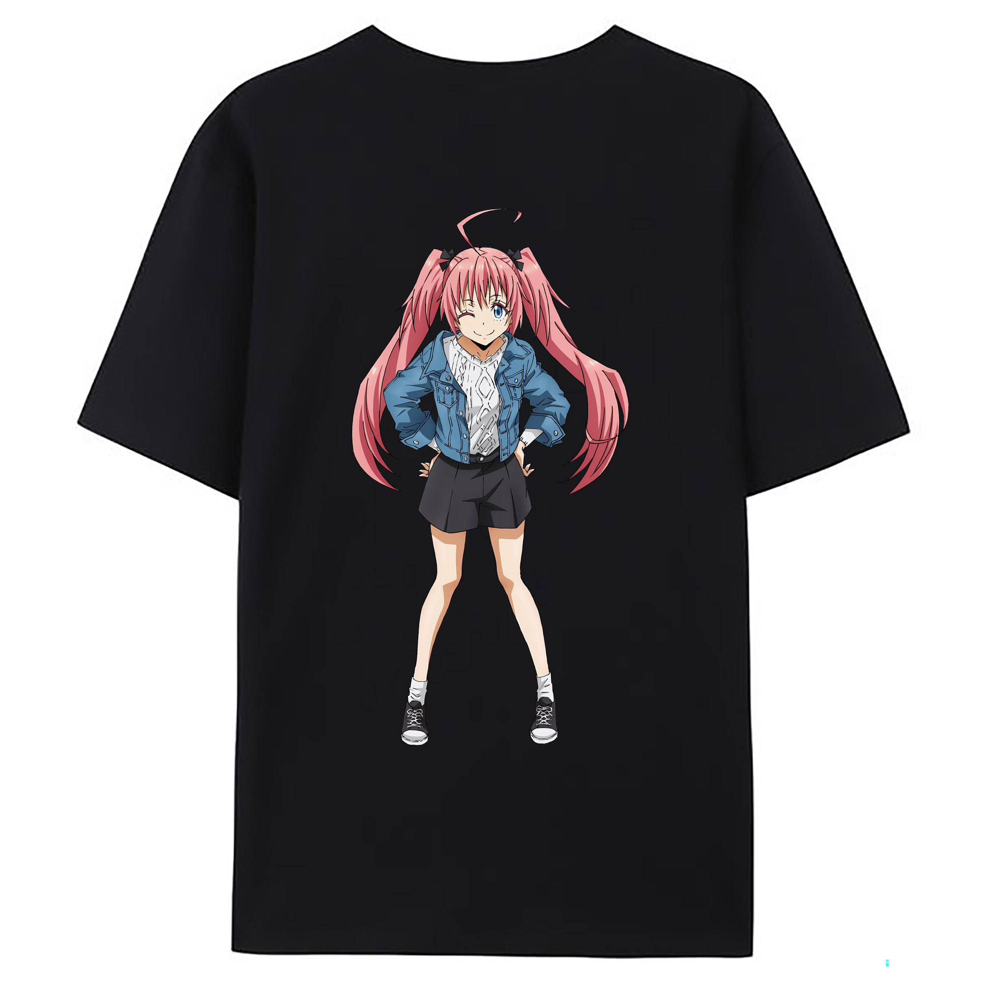 （画像用） 転スラ Regarding Reincarnated to Slime 綿100％ メンズ半袖Tシャツ（バックプリント） 通気性