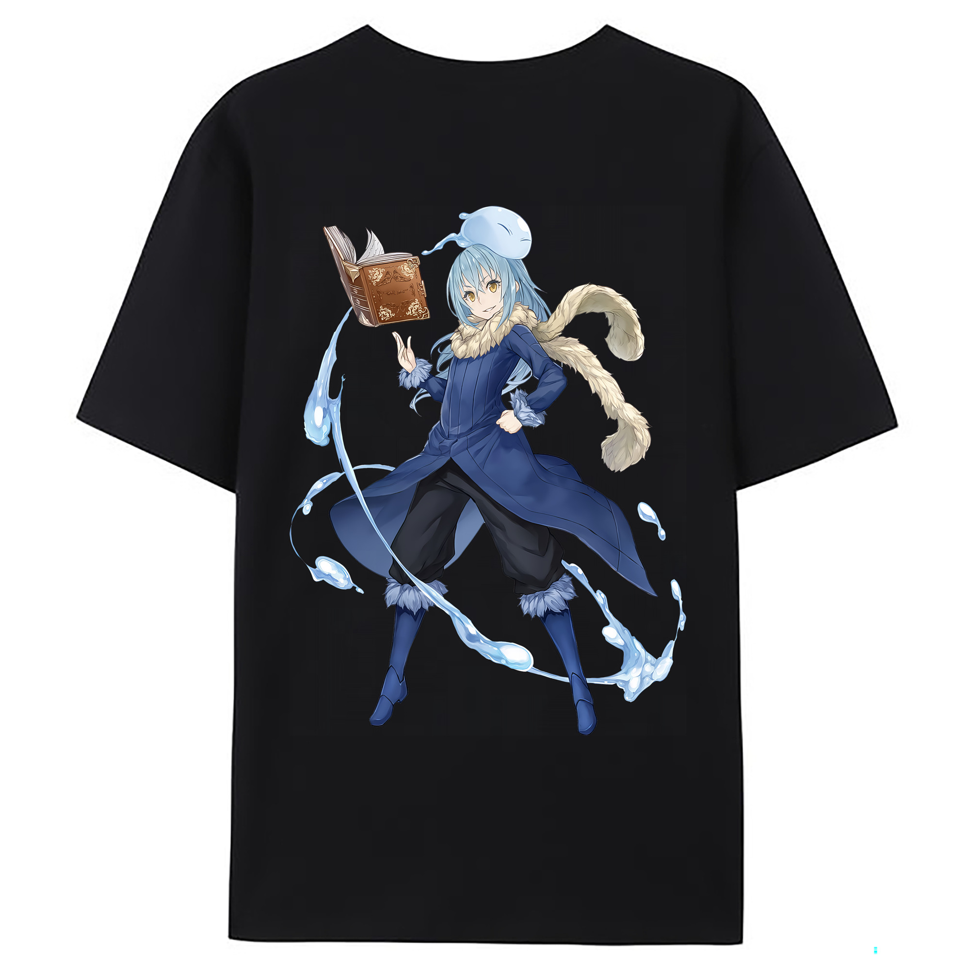 （画像用） 転スラ Regarding Reincarnated to Slime 綿100％ メンズ半袖Tシャツ（バックプリント） 通気性