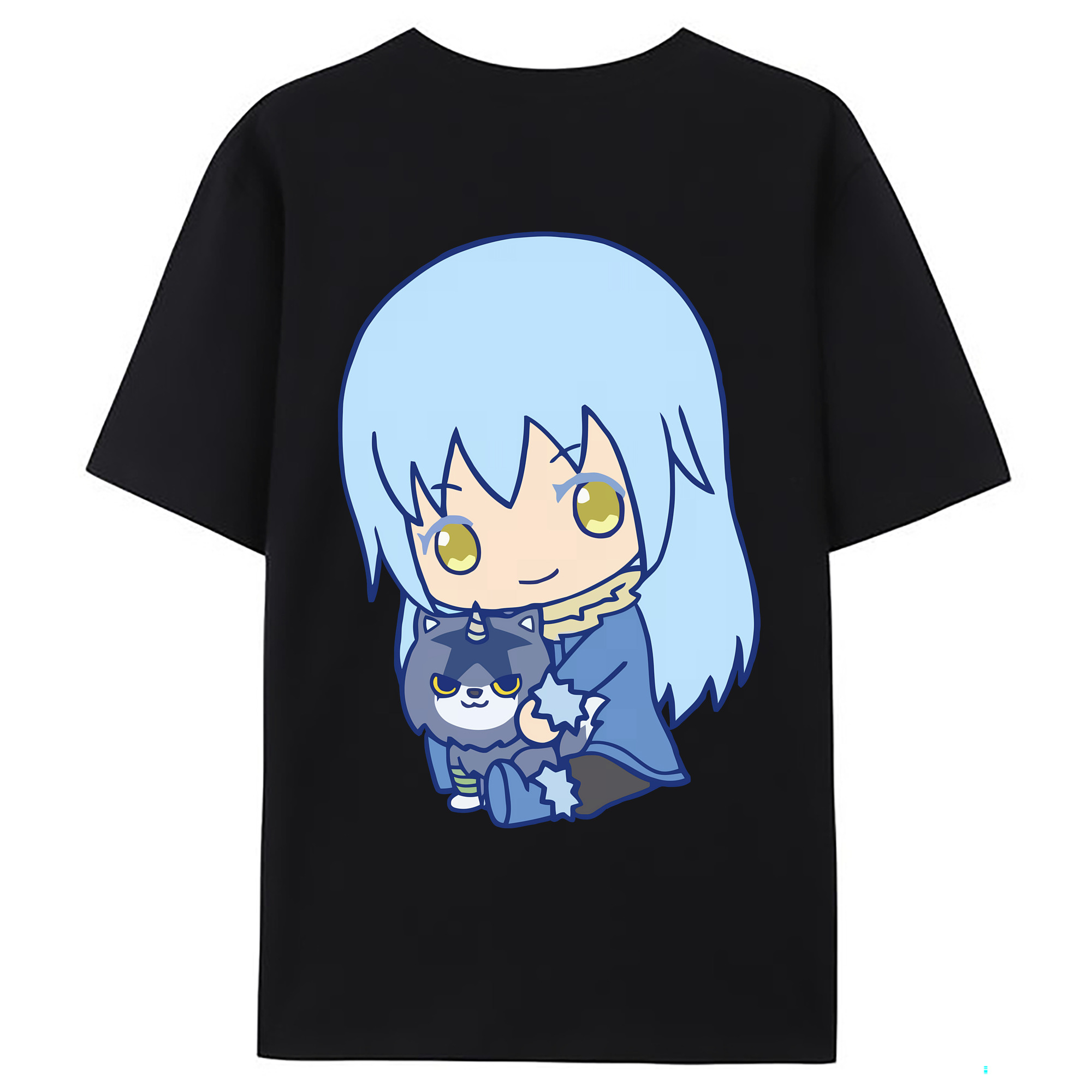 （画像用） 転スラ Regarding Reincarnated to Slime 綿100％ メンズ半袖Tシャツ（バックプリント） 通気性