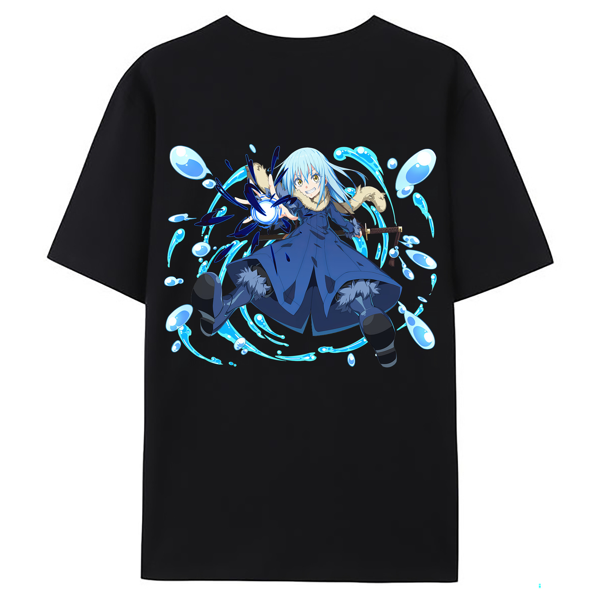 （画像用） 転スラ Regarding Reincarnated to Slime 綿100％ メンズ半袖Tシャツ（バックプリント） 通気性