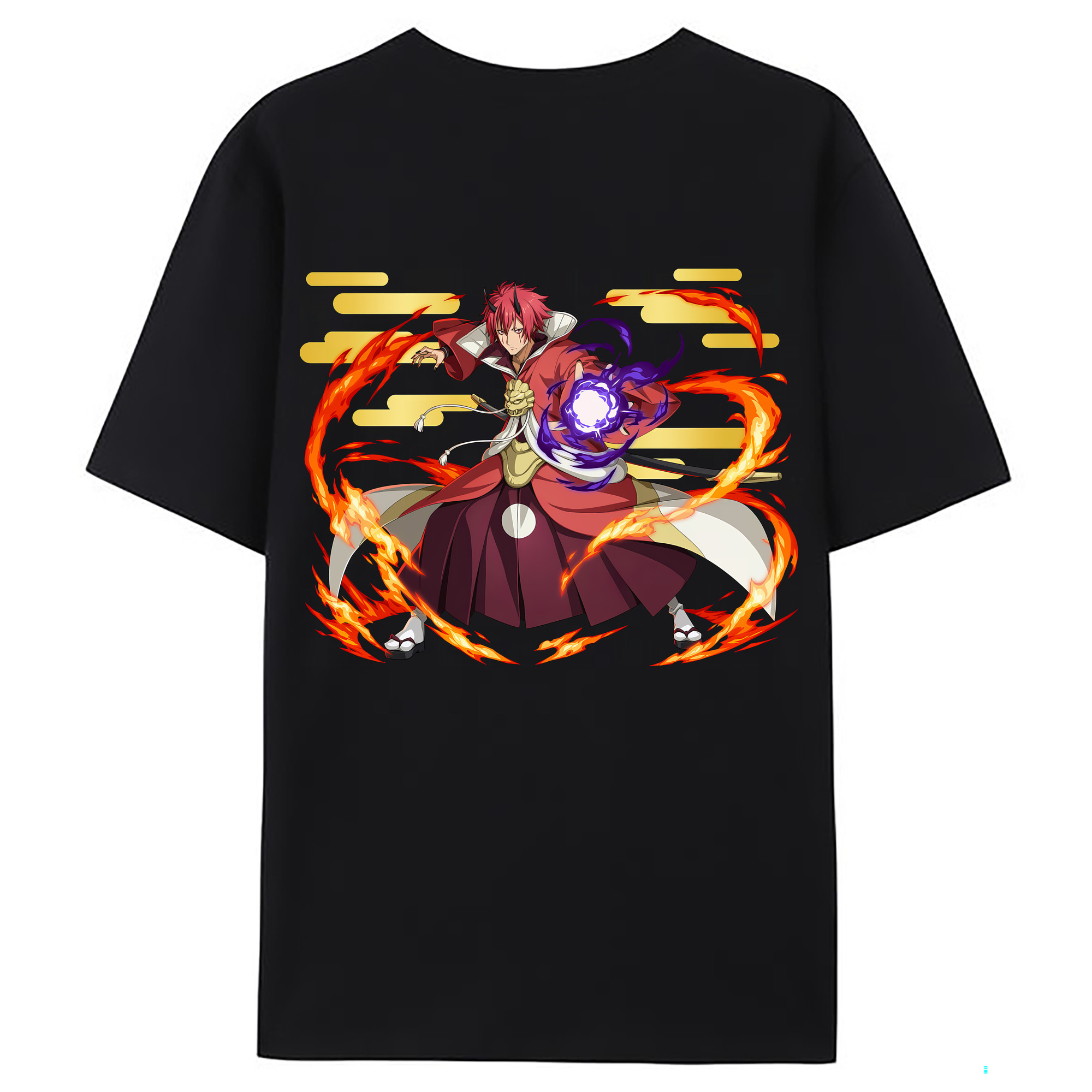 （画像用） 転スラ Regarding Reincarnated to Slime 綿100％ メンズ半袖Tシャツ（バックプリント） 通気性