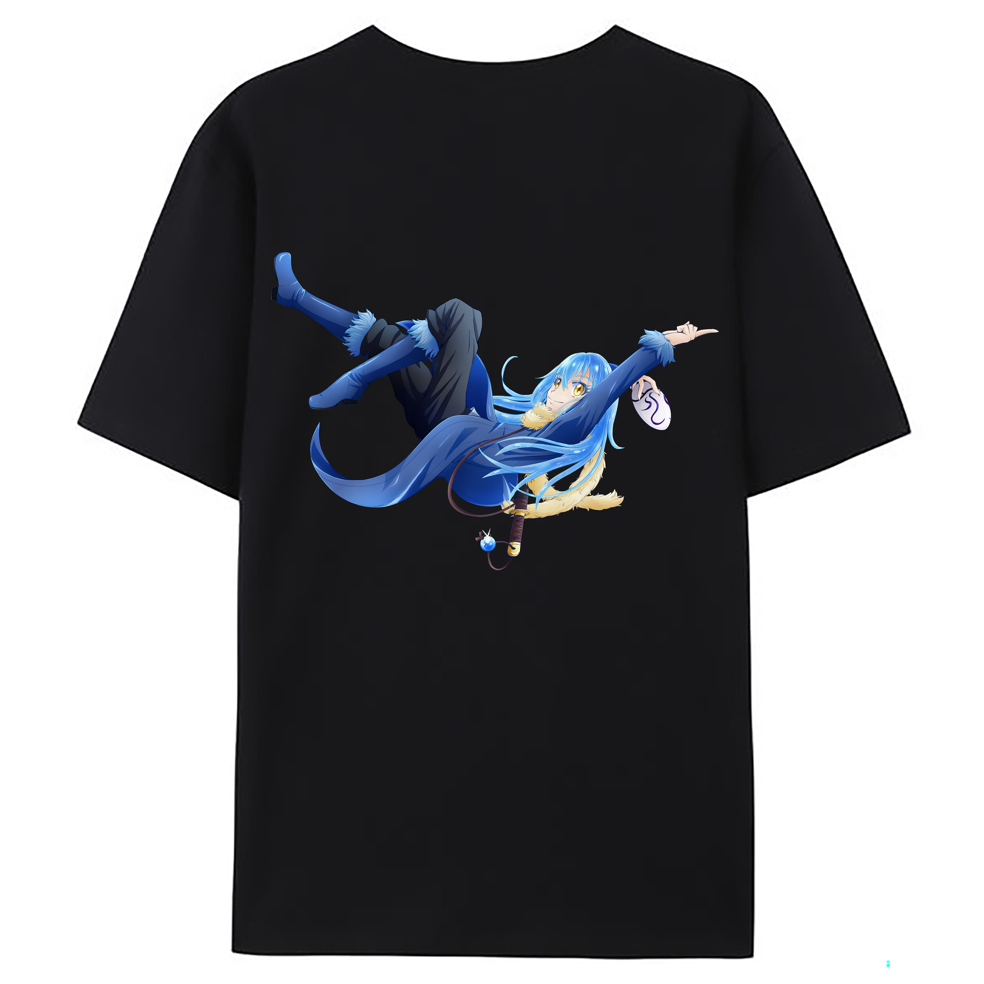 （画像用） 転スラ Regarding Reincarnated to Slime 綿100％ メンズ半袖Tシャツ（バックプリント） 通気性