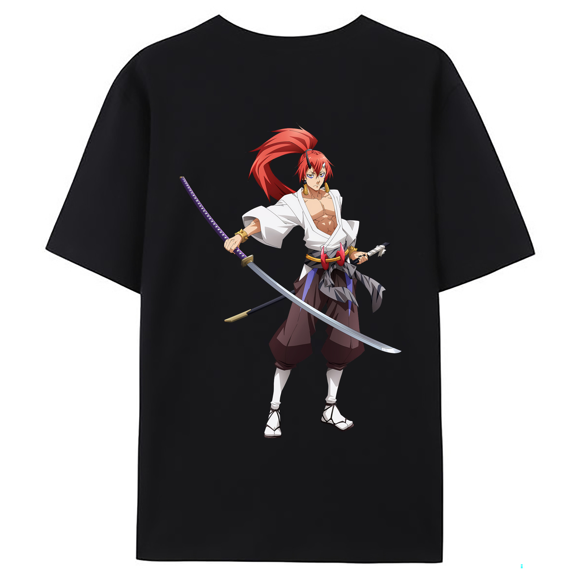 （画像用） 転スラ Regarding Reincarnated to Slime 綿100％ メンズ半袖Tシャツ（バックプリント） 通気性