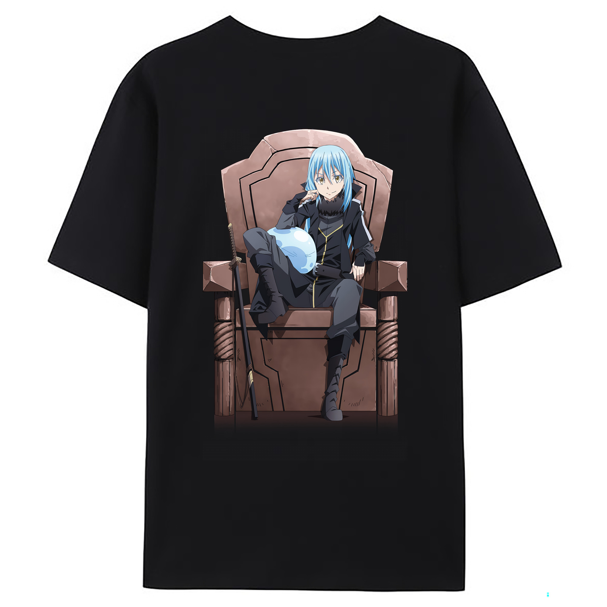 （画像用） 転スラ Regarding Reincarnated to Slime 綿100％ メンズ半袖Tシャツ（バックプリント） 通気性