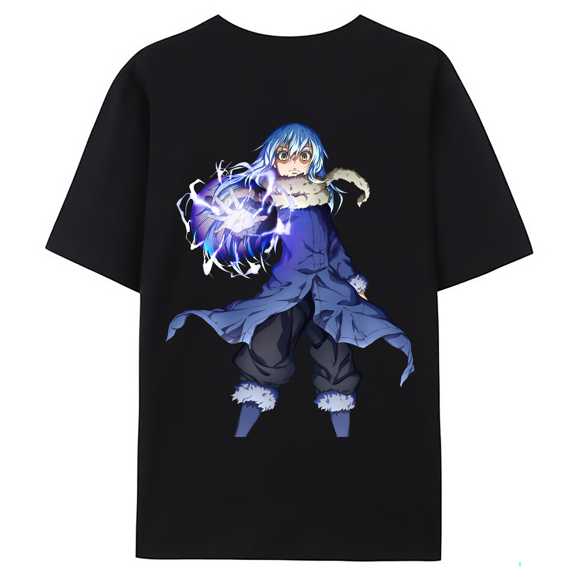 （画像用） 転スラ Regarding Reincarnated to Slime 綿100％ メンズ半袖Tシャツ（バックプリント） 通気性