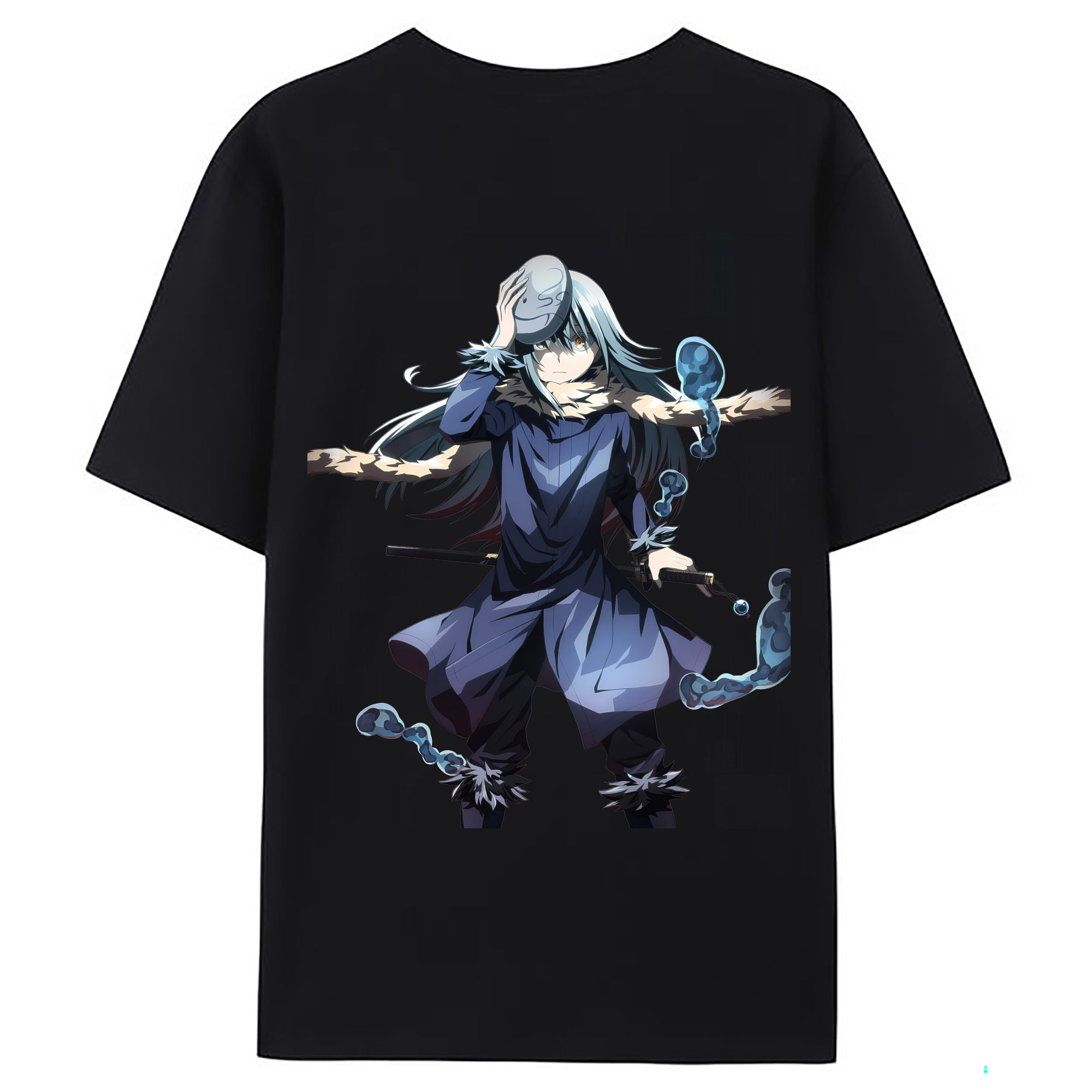 （画像用） 転スラ Regarding Reincarnated to Slime 綿100％ メンズ半袖Tシャツ（バックプリント） 通気性