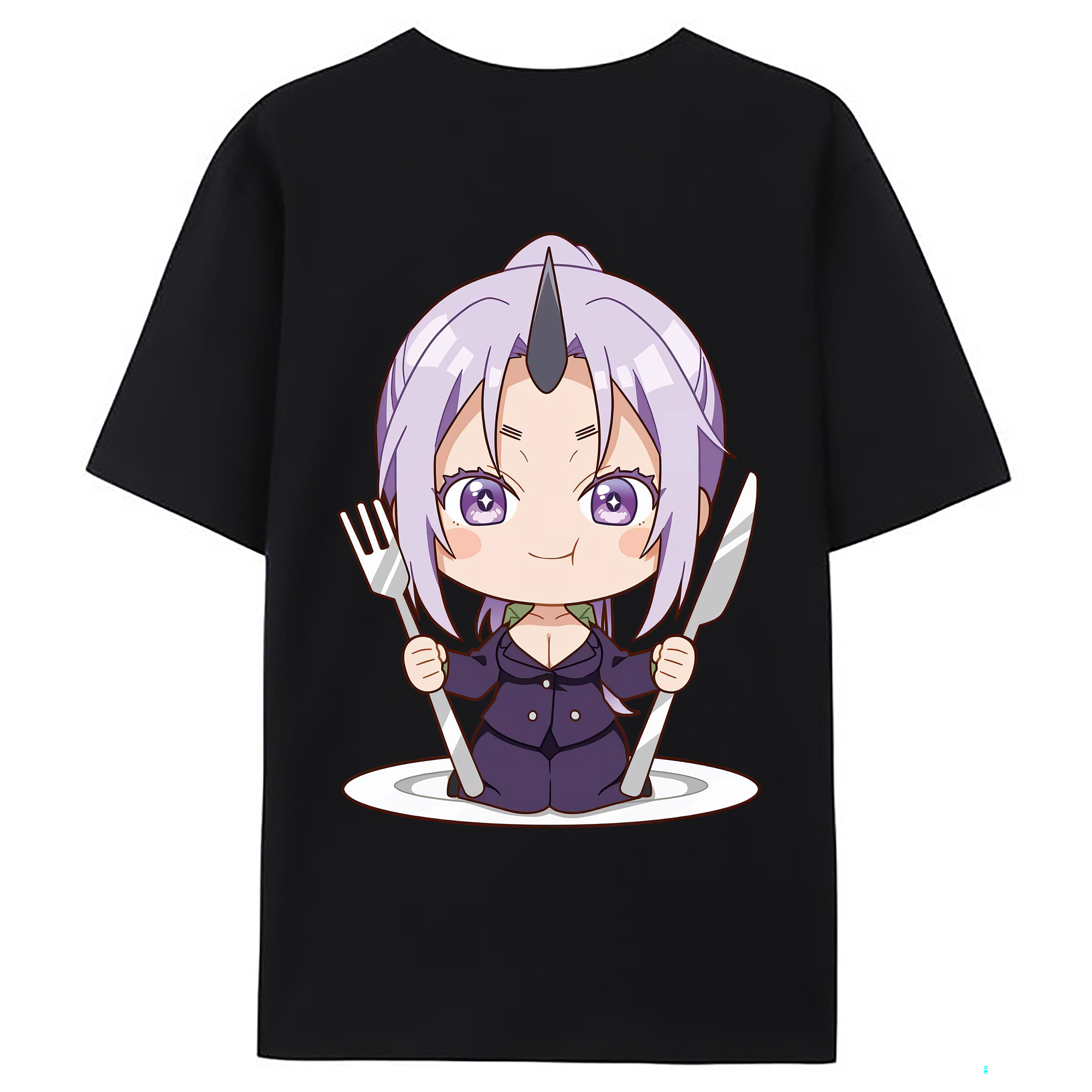 （画像用） 転スラ Regarding Reincarnated to Slime 綿100％ メンズ半袖Tシャツ（バックプリント） 通気性
