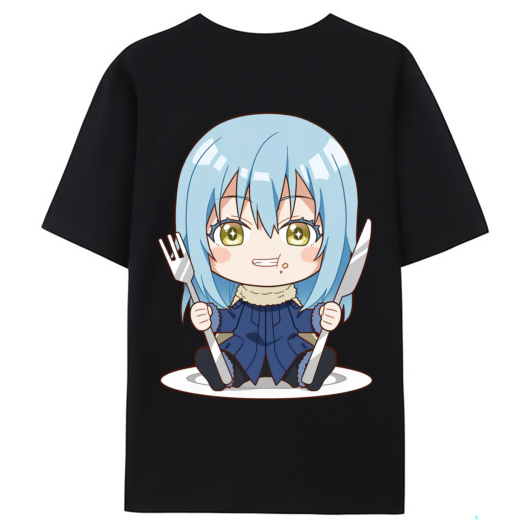 （画像用） 転スラ Regarding Reincarnated to Slime 綿100％ メンズ半袖Tシャツ（バックプリント） 通気性