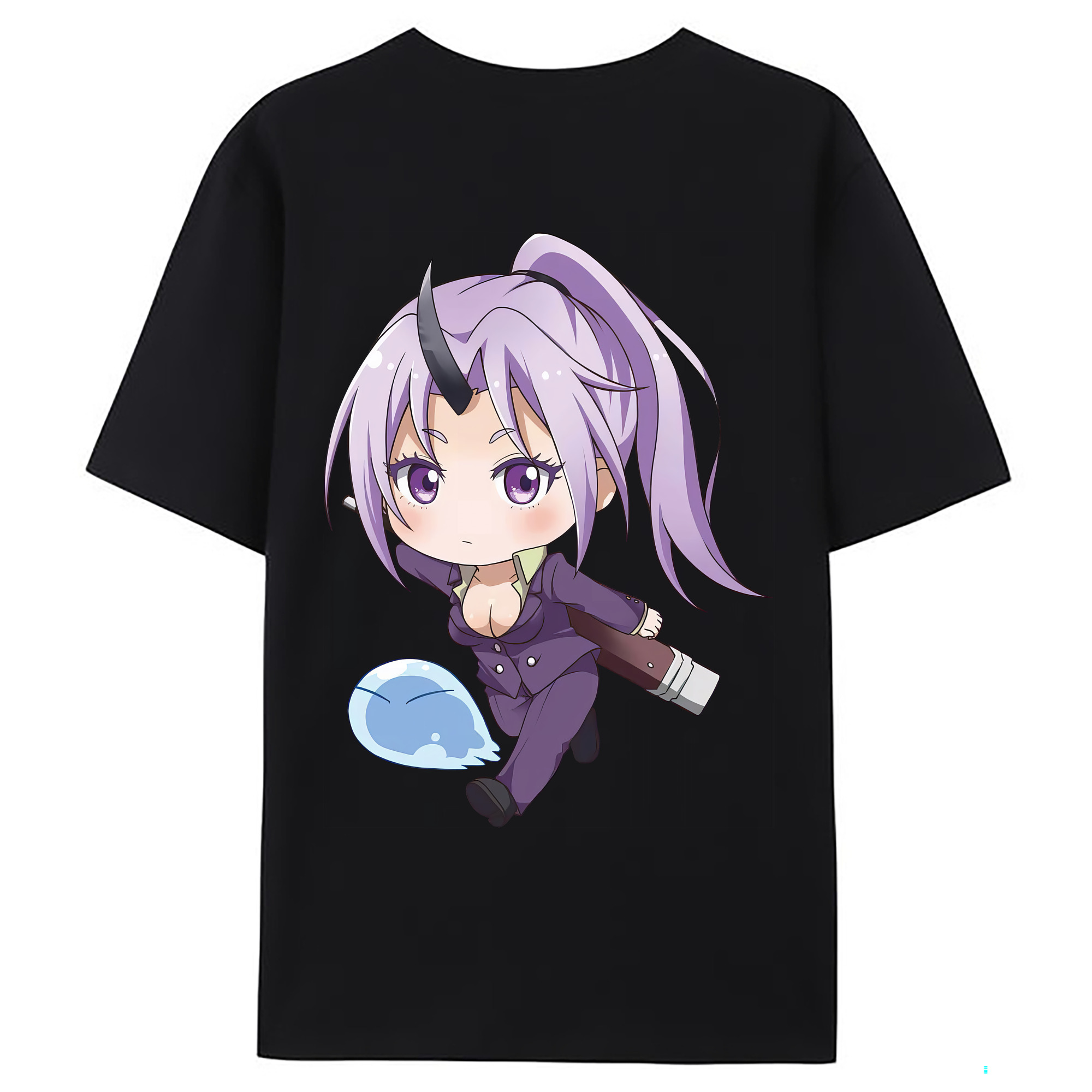 （画像用） 転スラ Regarding Reincarnated to Slime 綿100％ メンズ半袖Tシャツ（バックプリント） 通気性