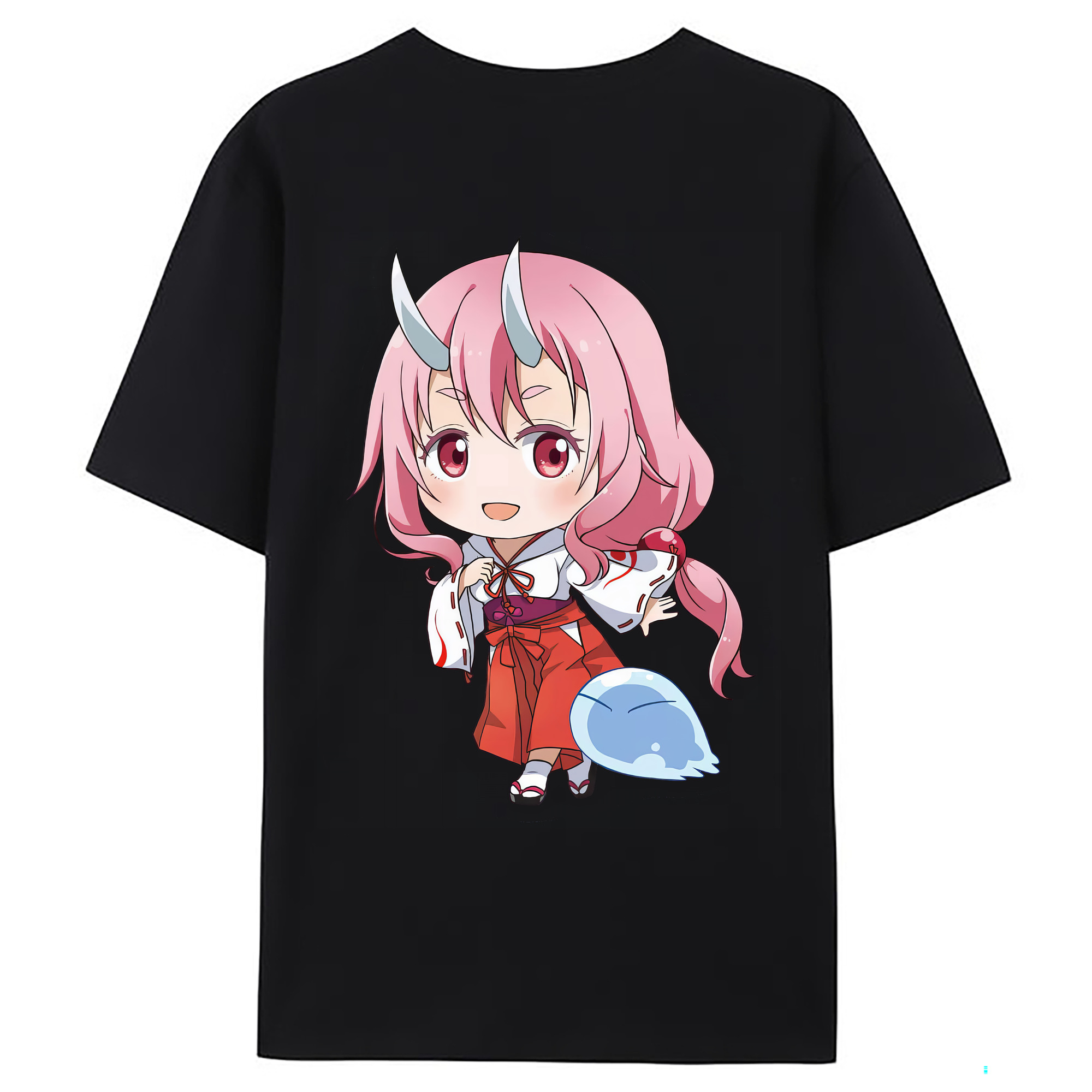 （画像用） 転スラ Regarding Reincarnated to Slime 綿100％ メンズ半袖Tシャツ（バックプリント） 通気性