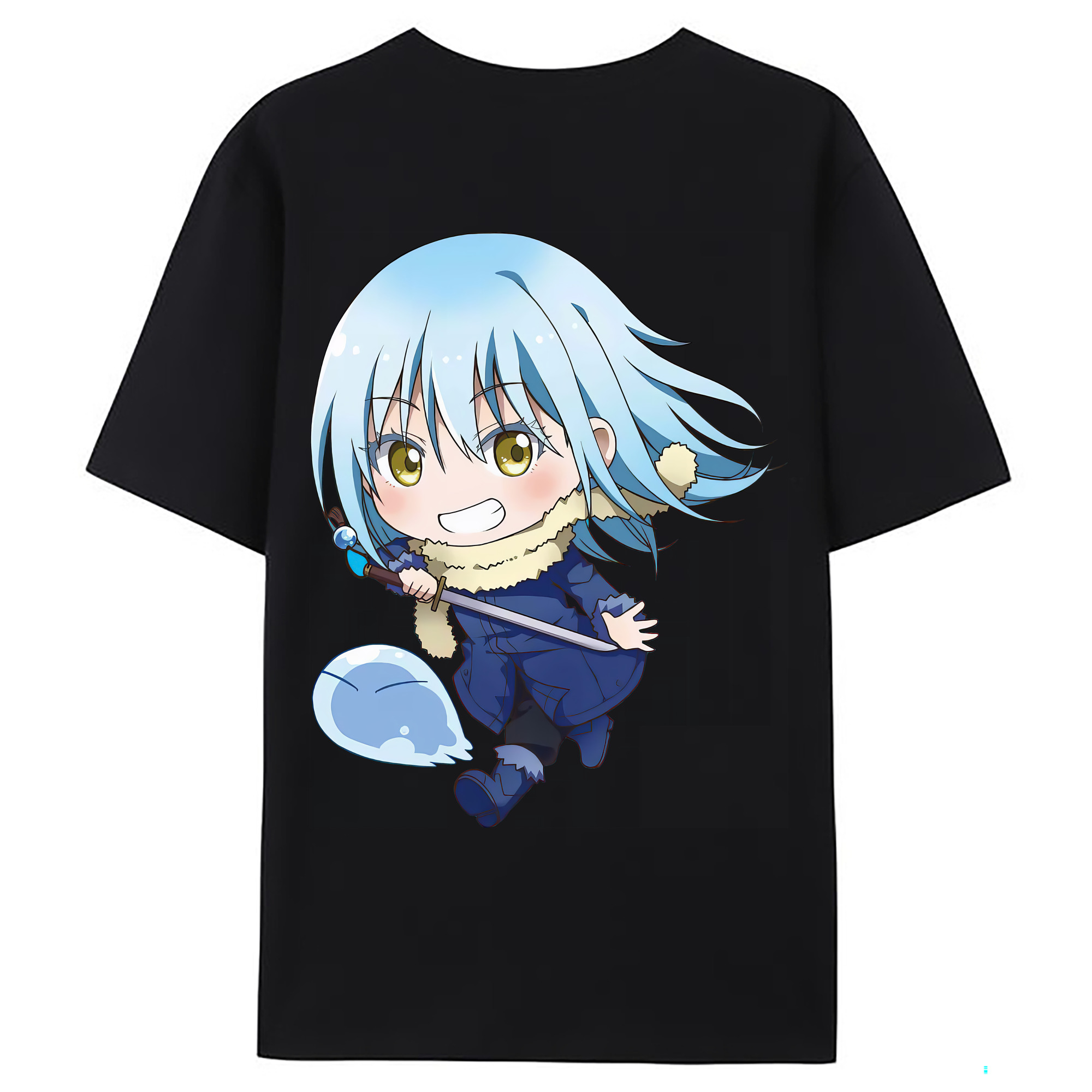 （画像用） 転スラ Regarding Reincarnated to Slime 綿100％ メンズ半袖Tシャツ（バックプリント） 通気性