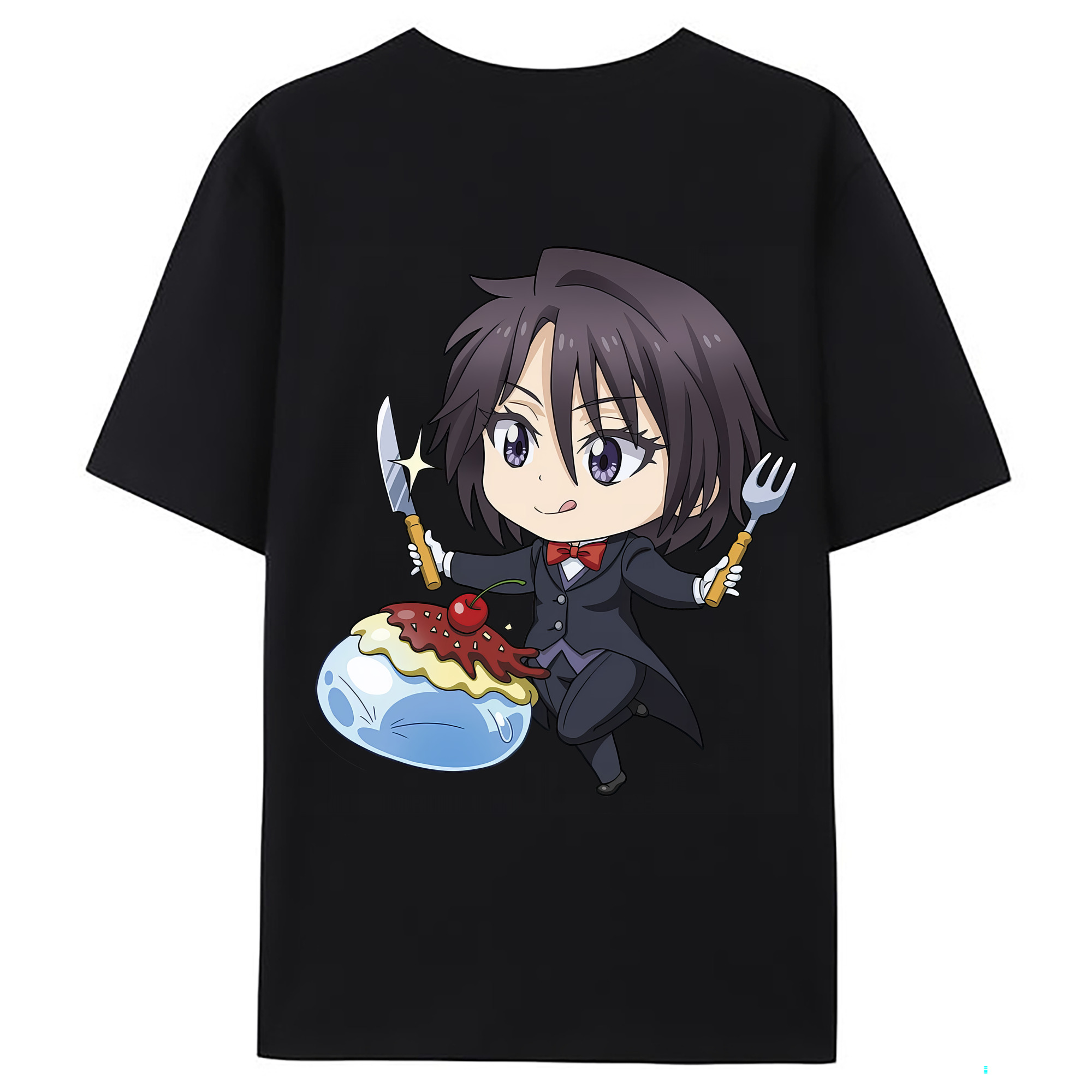 （画像用） 転スラ Regarding Reincarnated to Slime 綿100％ メンズ半袖Tシャツ（バックプリント） 通気性