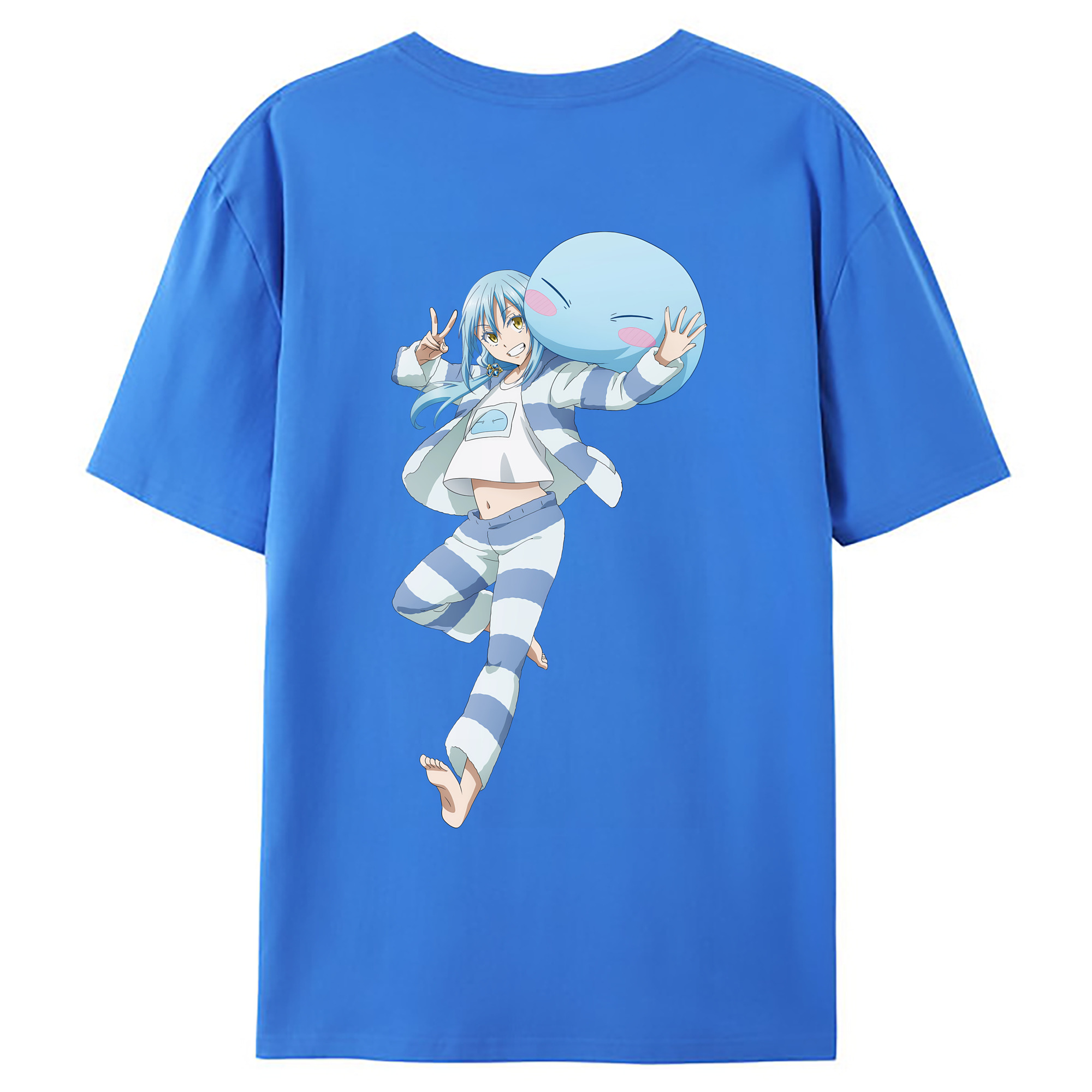 （画像用） 転スラ Regarding Reincarnated to Slime 綿100％ メンズ半袖Tシャツ（バックプリント） 通気性