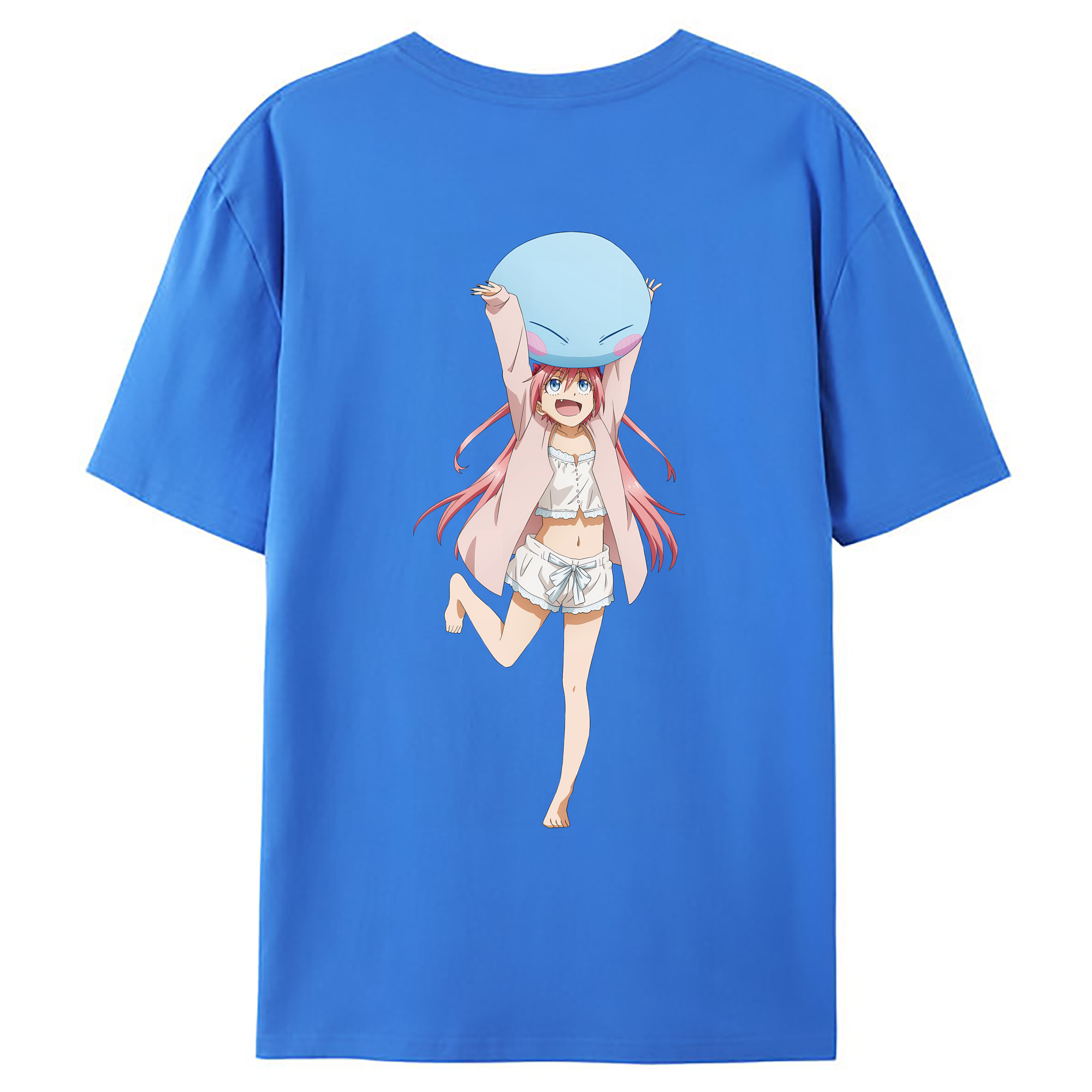 （画像用） 転スラ Regarding Reincarnated to Slime 綿100％ メンズ半袖Tシャツ（バックプリント） 通気性