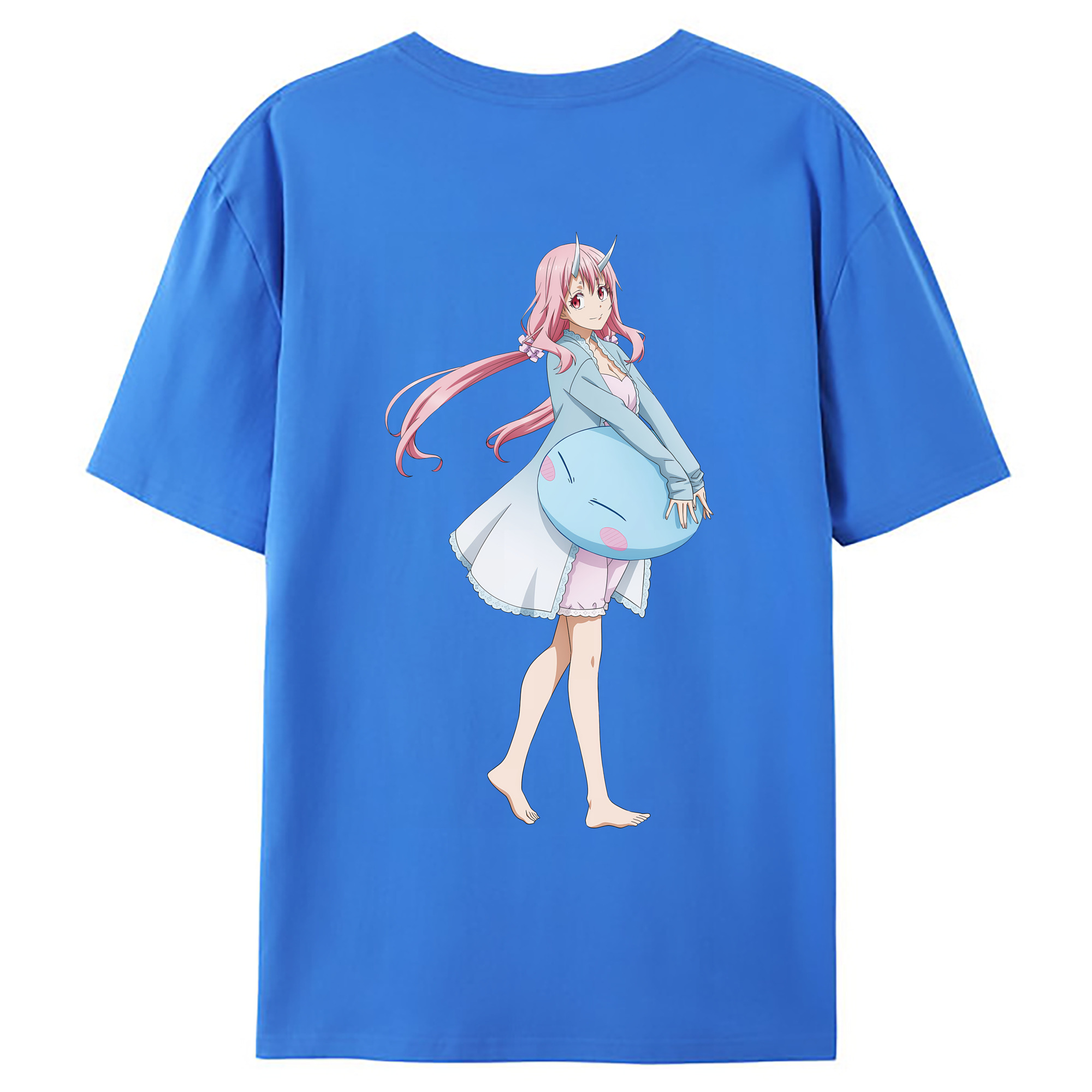 （画像用） 転スラ Regarding Reincarnated to Slime 綿100％ メンズ半袖Tシャツ（バックプリント） 通気性
