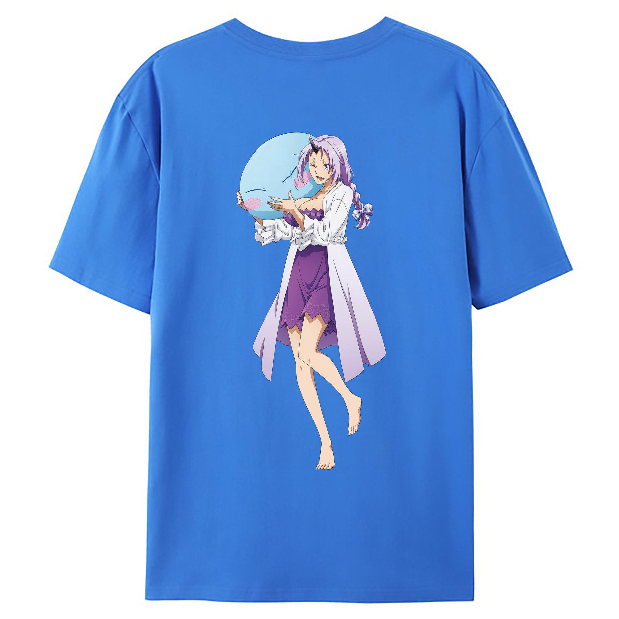 （画像用） 転スラ Regarding Reincarnated to Slime 綿100％ メンズ半袖Tシャツ（バックプリント） 通気性