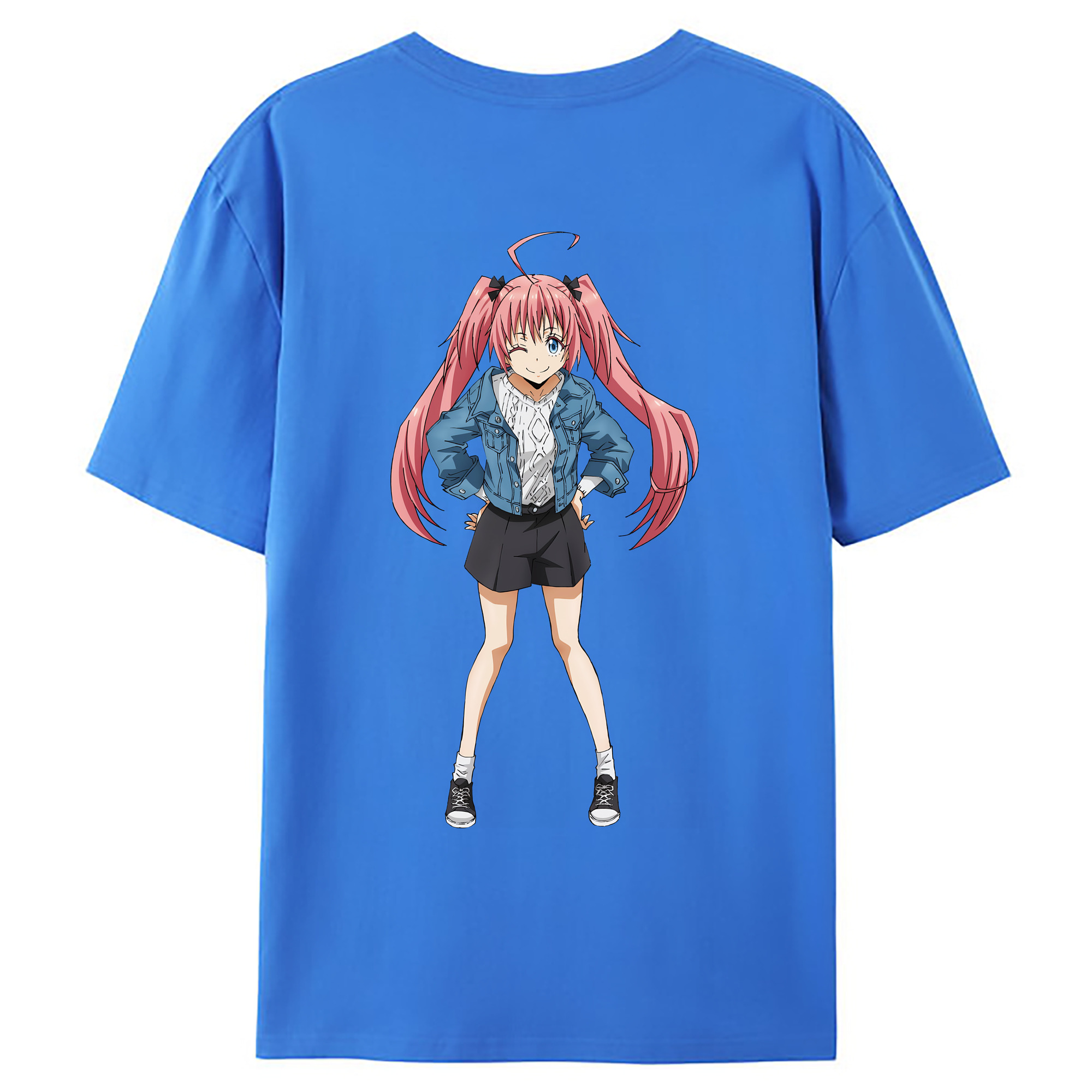 （画像用） 転スラ Regarding Reincarnated to Slime 綿100％ メンズ半袖Tシャツ（バックプリント） 通気性