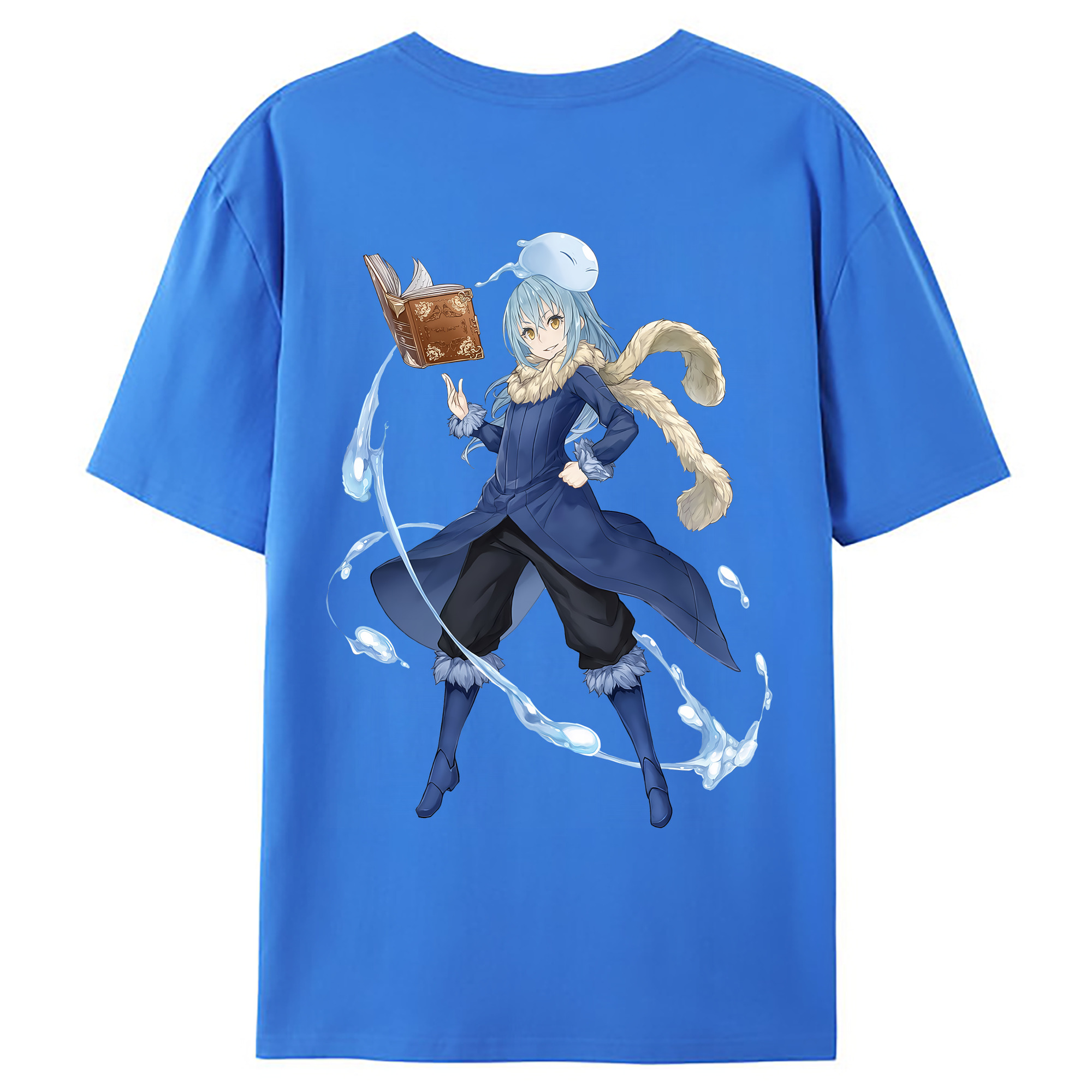 （画像用） 転スラ Regarding Reincarnated to Slime 綿100％ メンズ半袖Tシャツ（バックプリント） 通気性