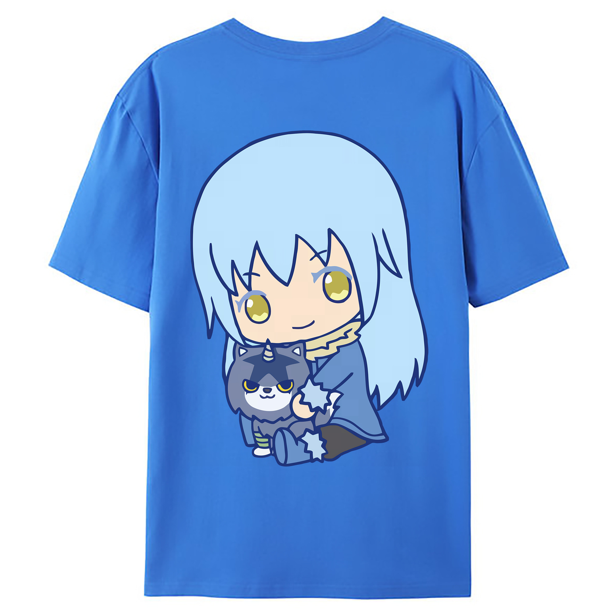 （画像用） 転スラ Regarding Reincarnated to Slime 綿100％ メンズ半袖Tシャツ（バックプリント） 通気性