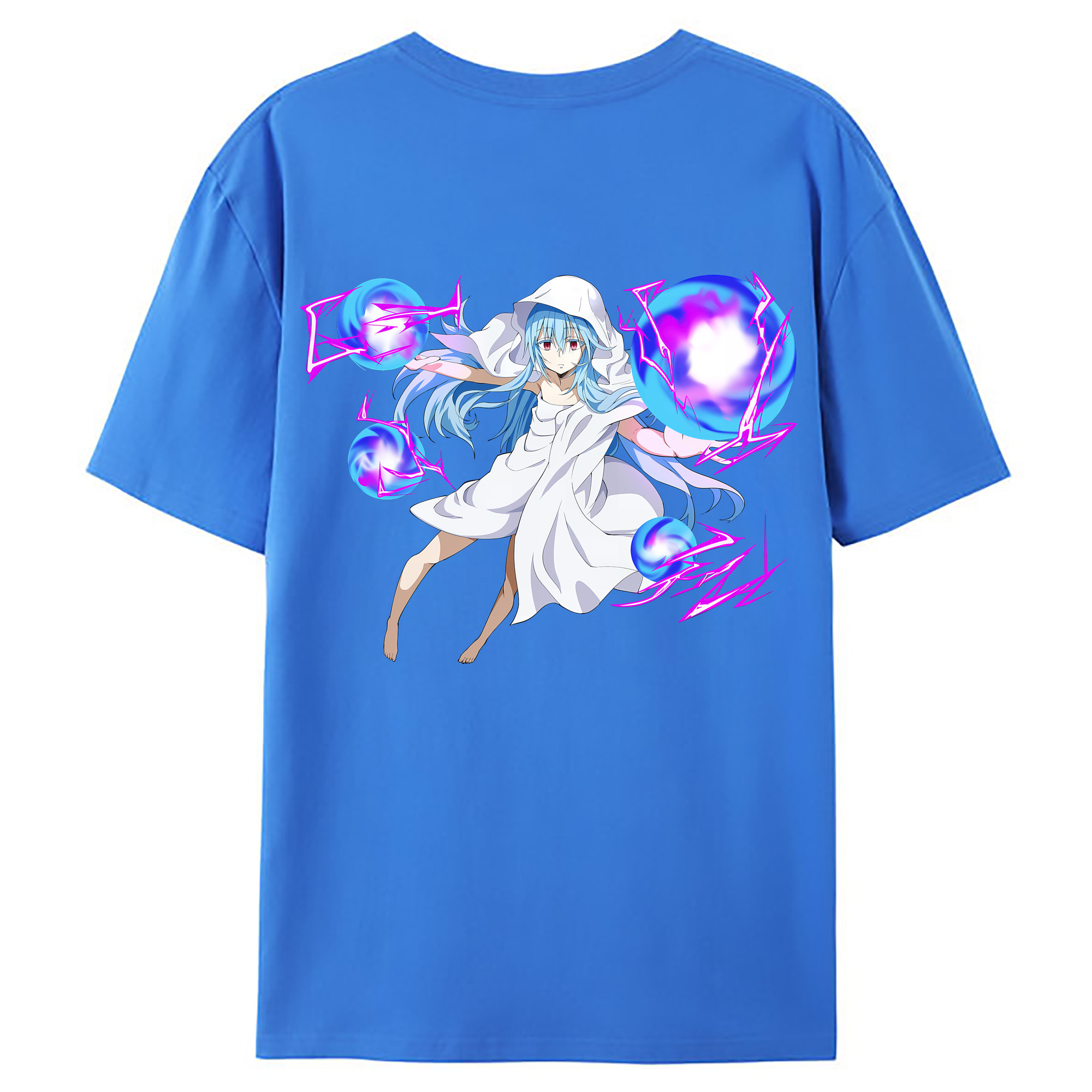 （画像用） 転スラ Regarding Reincarnated to Slime 綿100％ メンズ半袖Tシャツ（バックプリント） 通気性