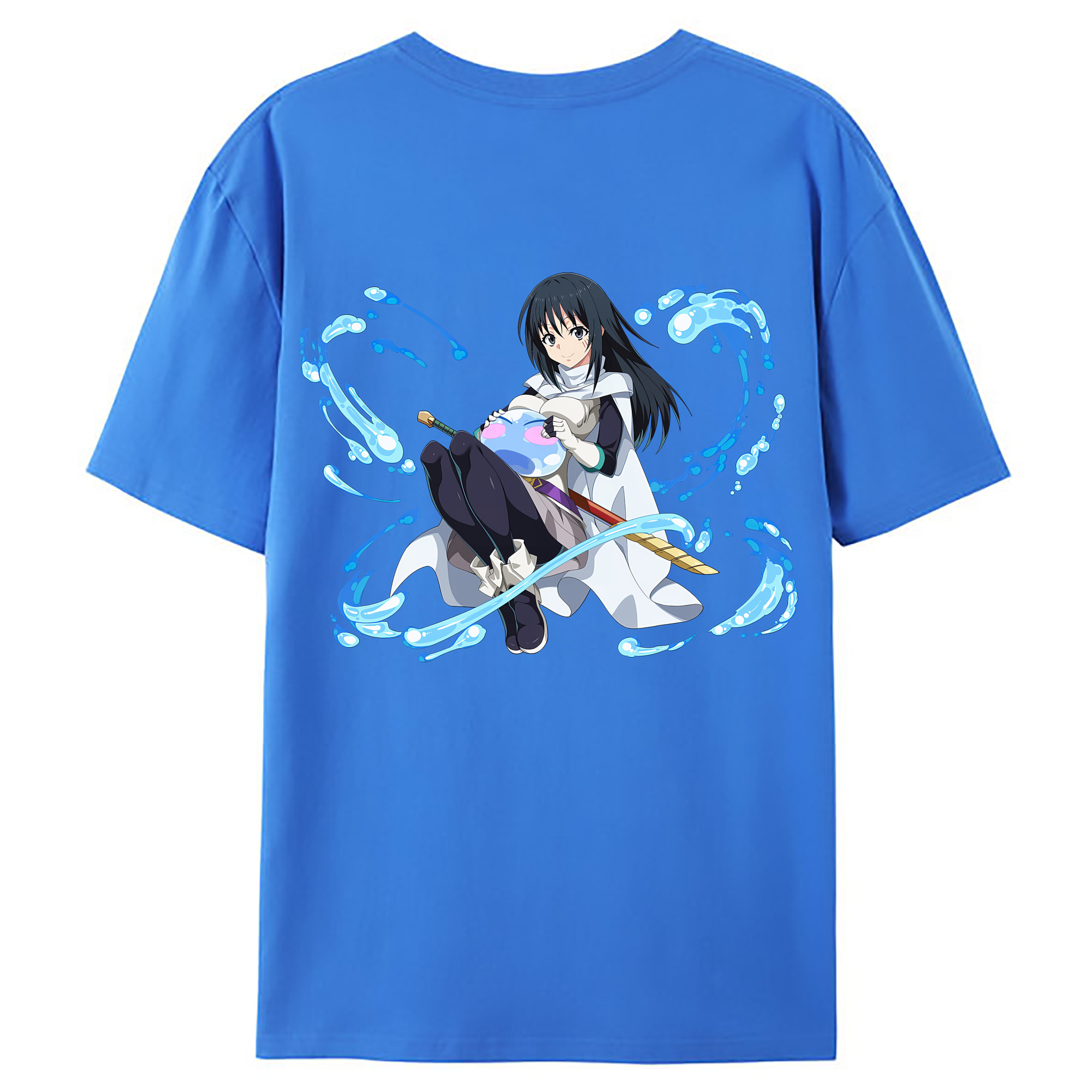 （画像用） 転スラ Regarding Reincarnated to Slime 綿100％ メンズ半袖Tシャツ（バックプリント） 通気性
