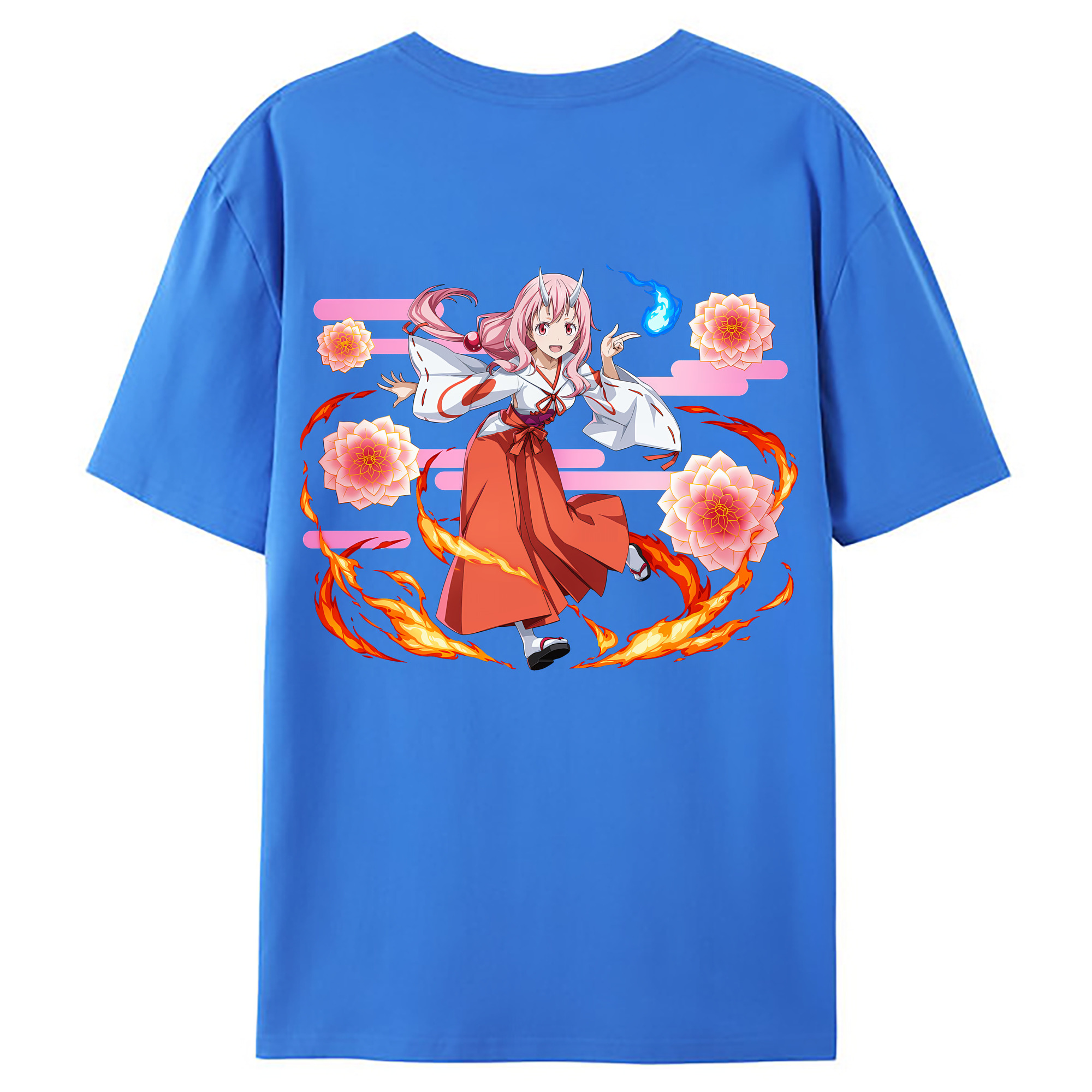 （画像用） 転スラ Regarding Reincarnated to Slime 綿100％ メンズ半袖Tシャツ（バックプリント） 通気性
