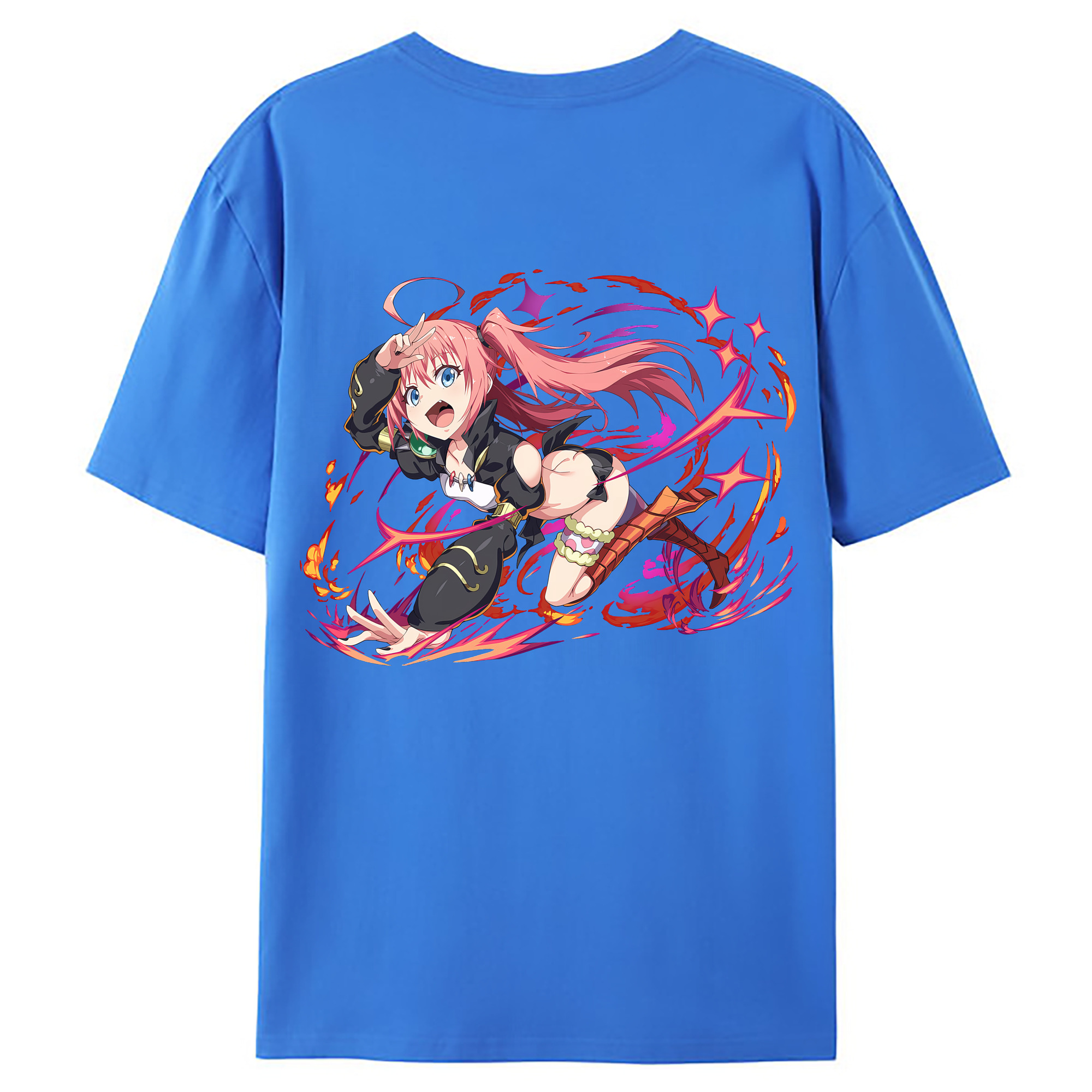 （画像用） 転スラ Regarding Reincarnated to Slime 綿100％ メンズ半袖Tシャツ（バックプリント） 通気性