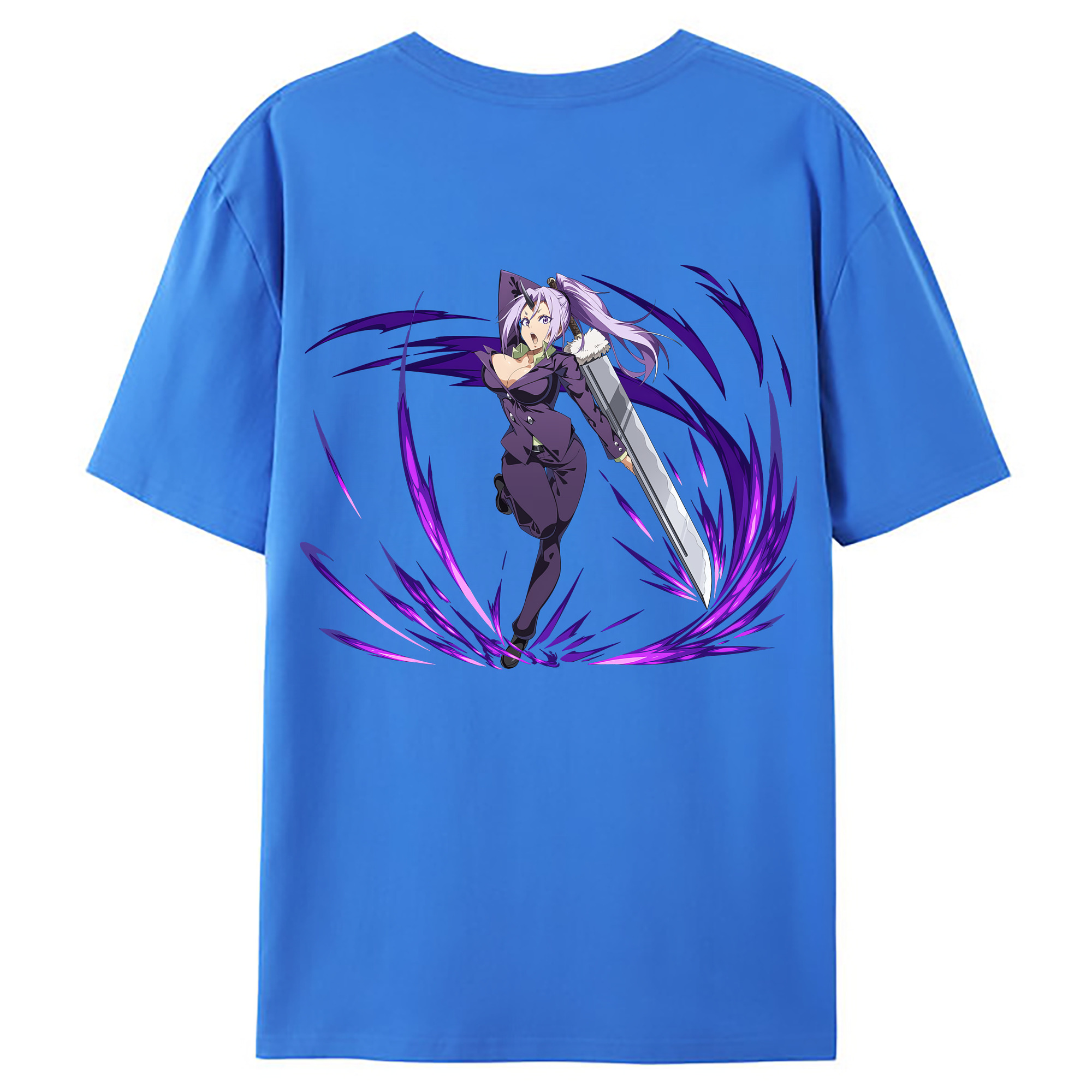 （画像用） 転スラ Regarding Reincarnated to Slime 綿100％ メンズ半袖Tシャツ（バックプリント） 通気性