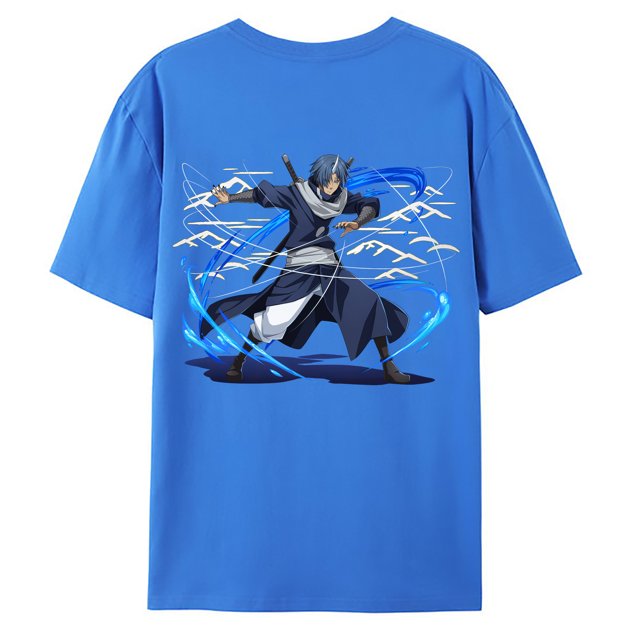 （画像用） 転スラ Regarding Reincarnated to Slime 綿100％ メンズ半袖Tシャツ（バックプリント） 通気性