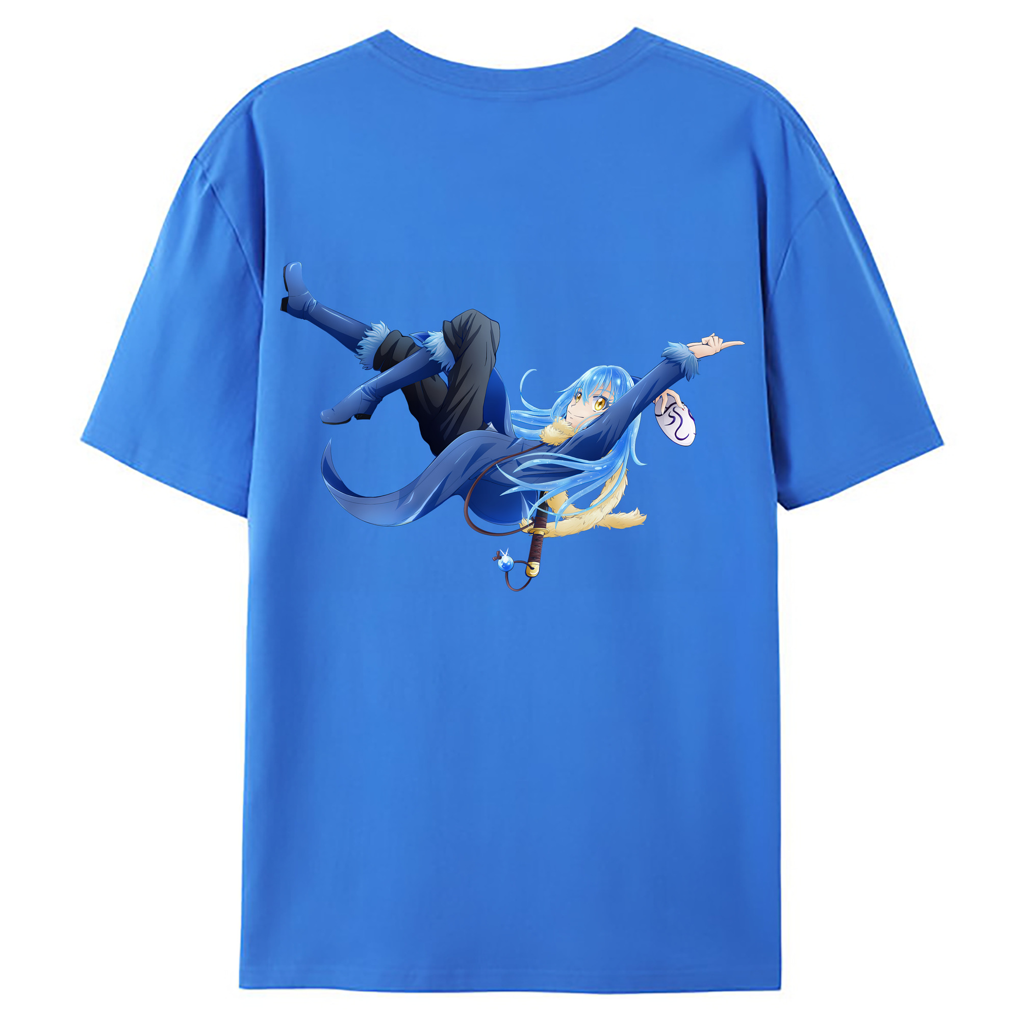 （画像用） 転スラ Regarding Reincarnated to Slime 綿100％ メンズ半袖Tシャツ（バックプリント） 通気性