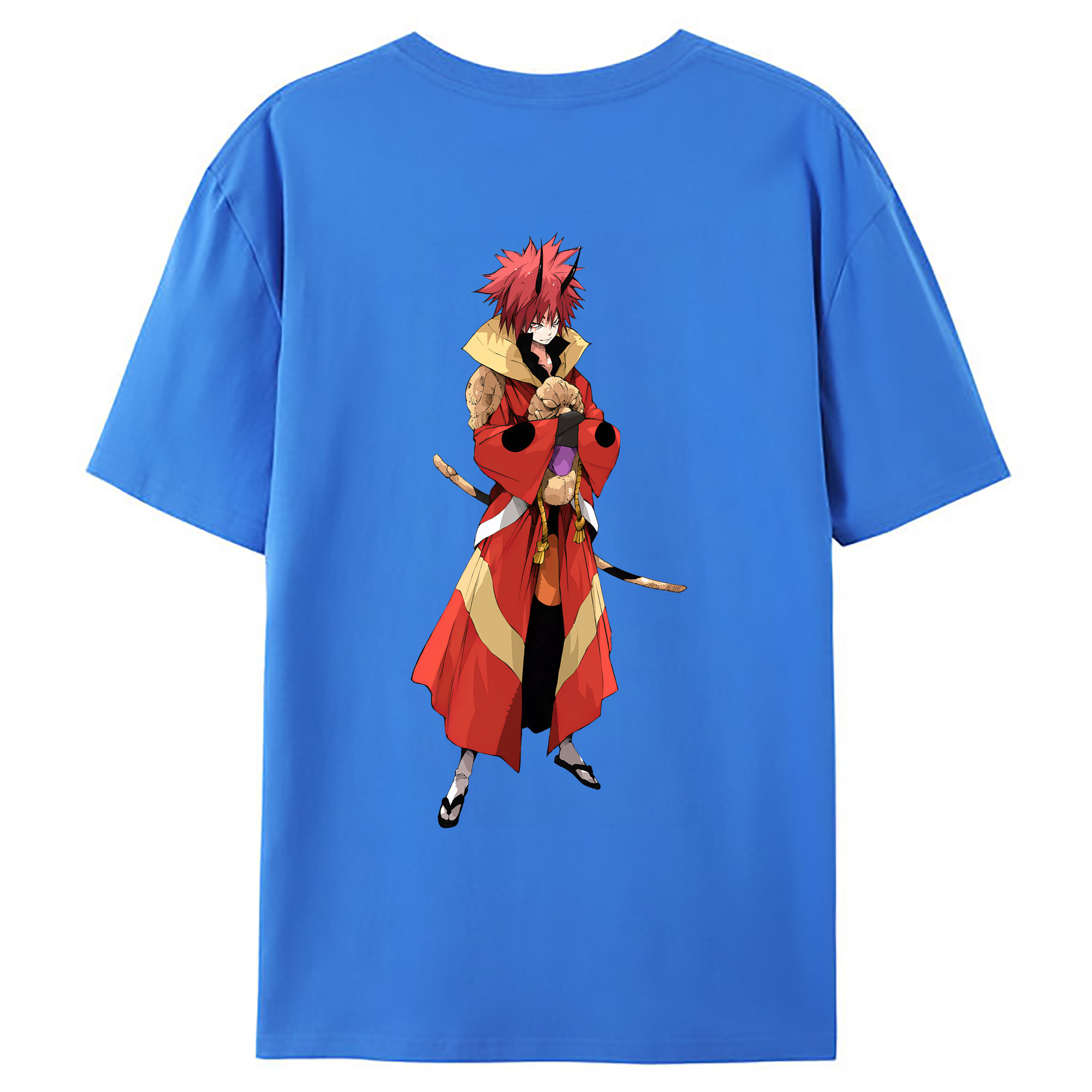 （画像用） 転スラ Regarding Reincarnated to Slime 綿100％ メンズ半袖Tシャツ（バックプリント） 通気性