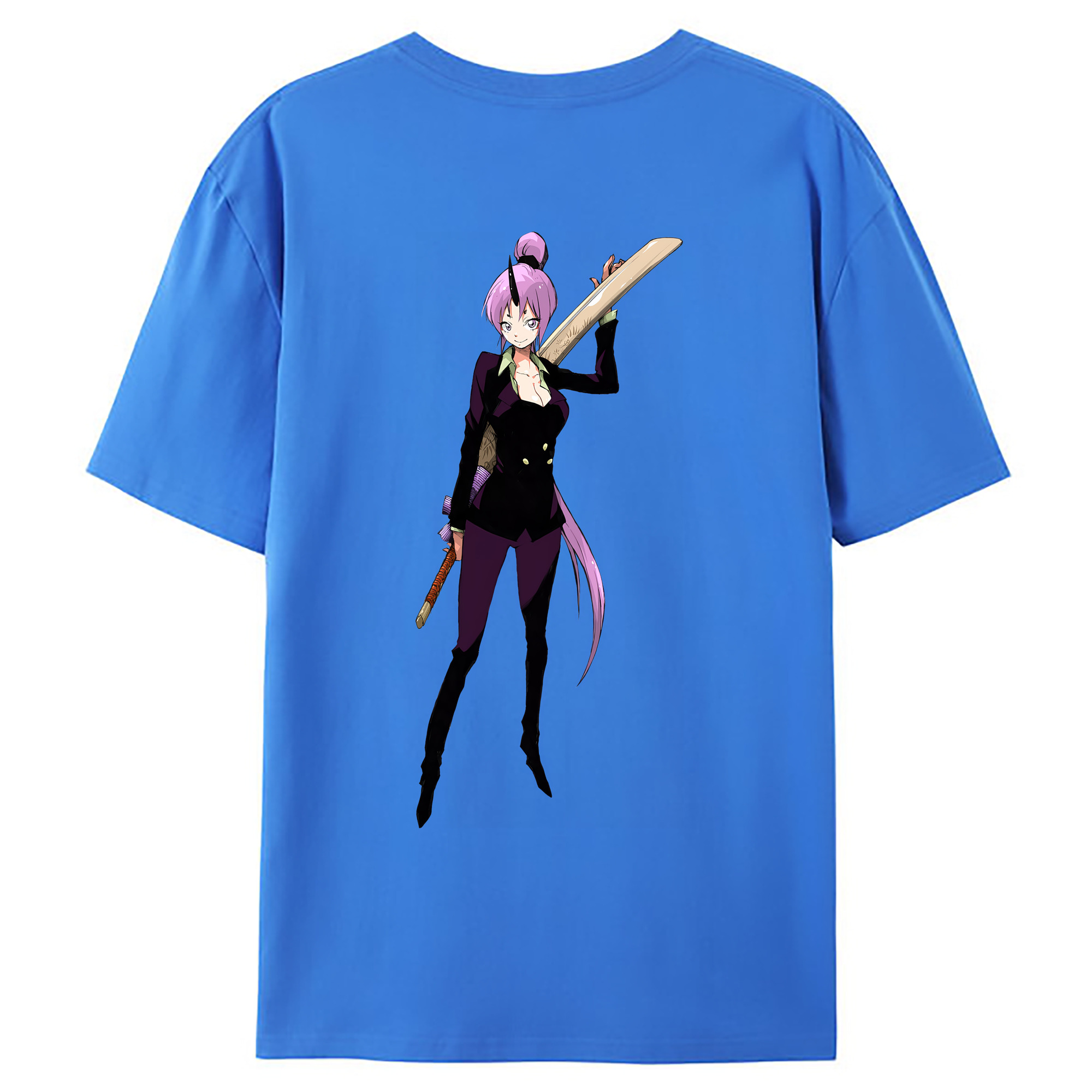 （画像用） 転スラ Regarding Reincarnated to Slime 綿100％ メンズ半袖Tシャツ（バックプリント） 通気性