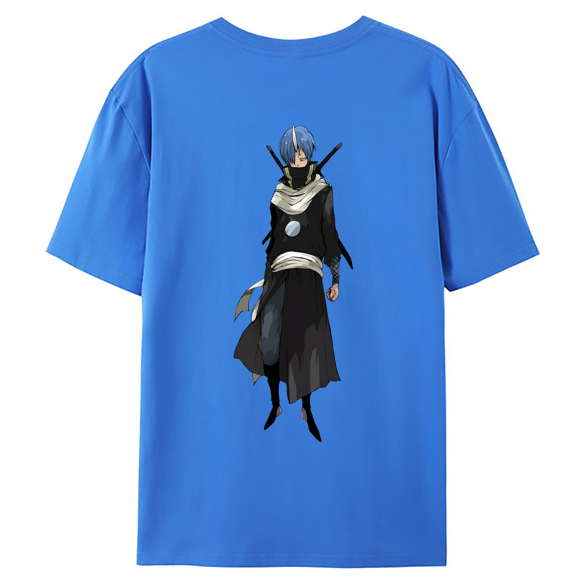 （画像用） 転スラ Regarding Reincarnated to Slime 綿100％ メンズ半袖Tシャツ（バックプリント） 通気性
