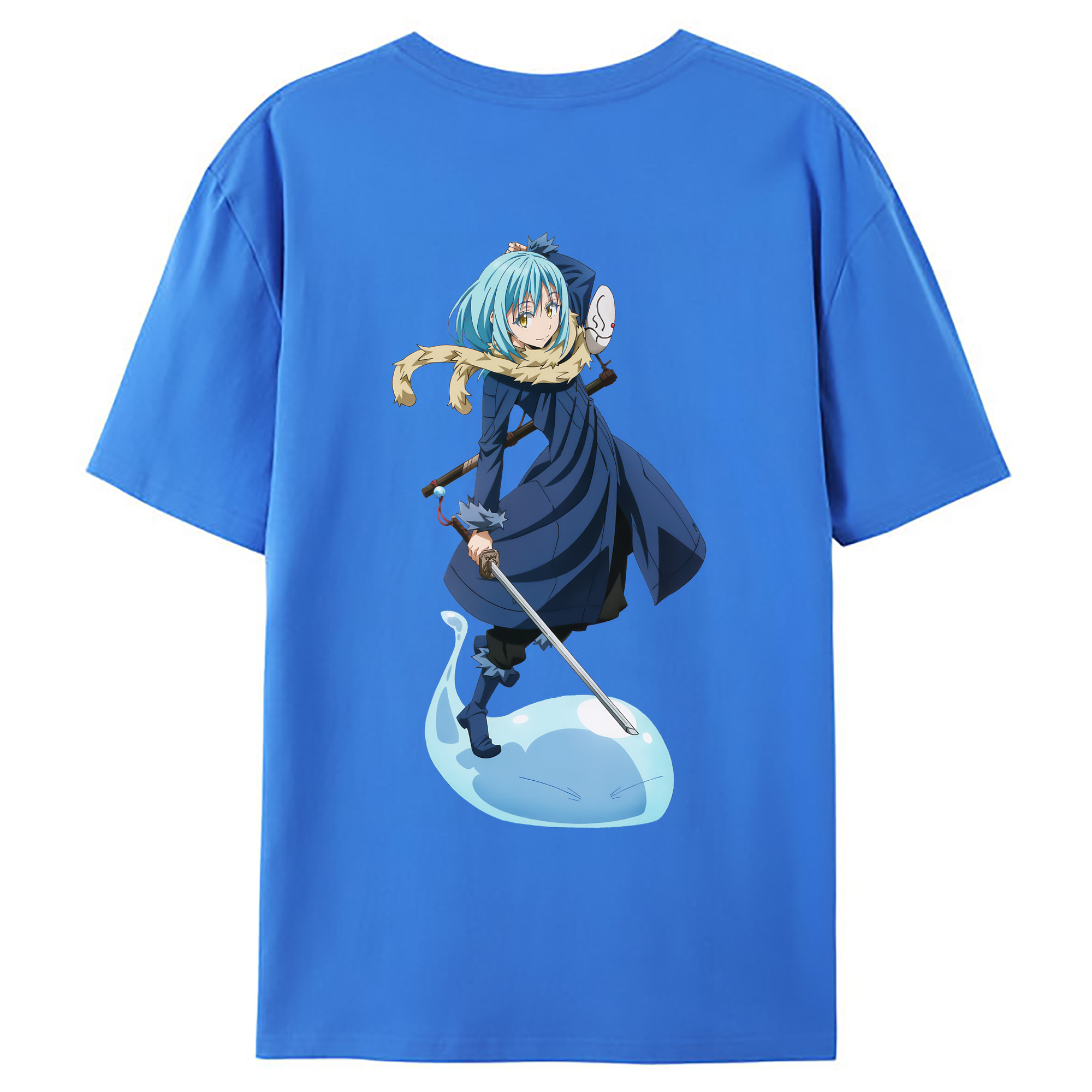 （画像用） 転スラ Regarding Reincarnated to Slime 綿100％ メンズ半袖Tシャツ（バックプリント） 通気性