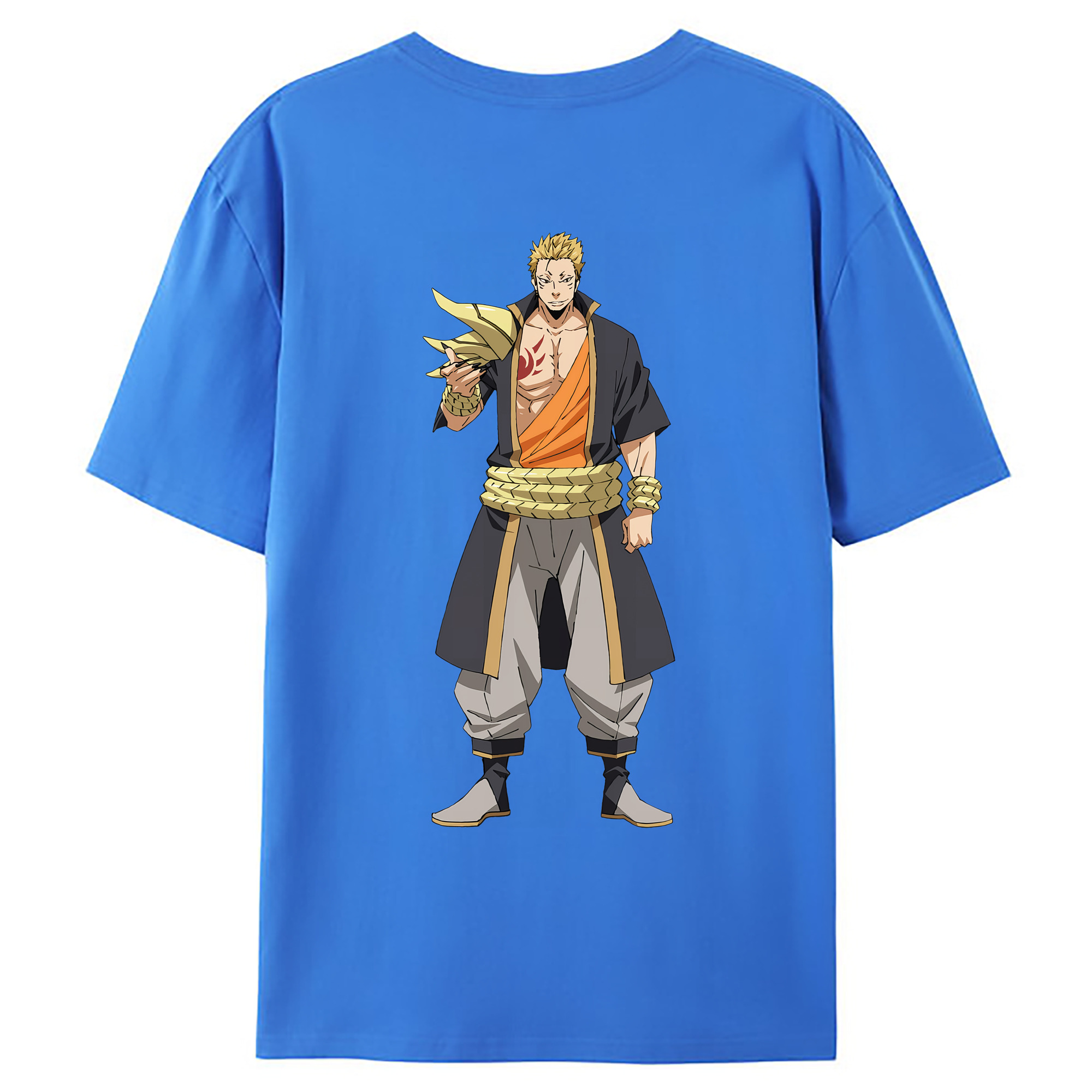 （画像用） 転スラ Regarding Reincarnated to Slime 綿100％ メンズ半袖Tシャツ（バックプリント） 通気性
