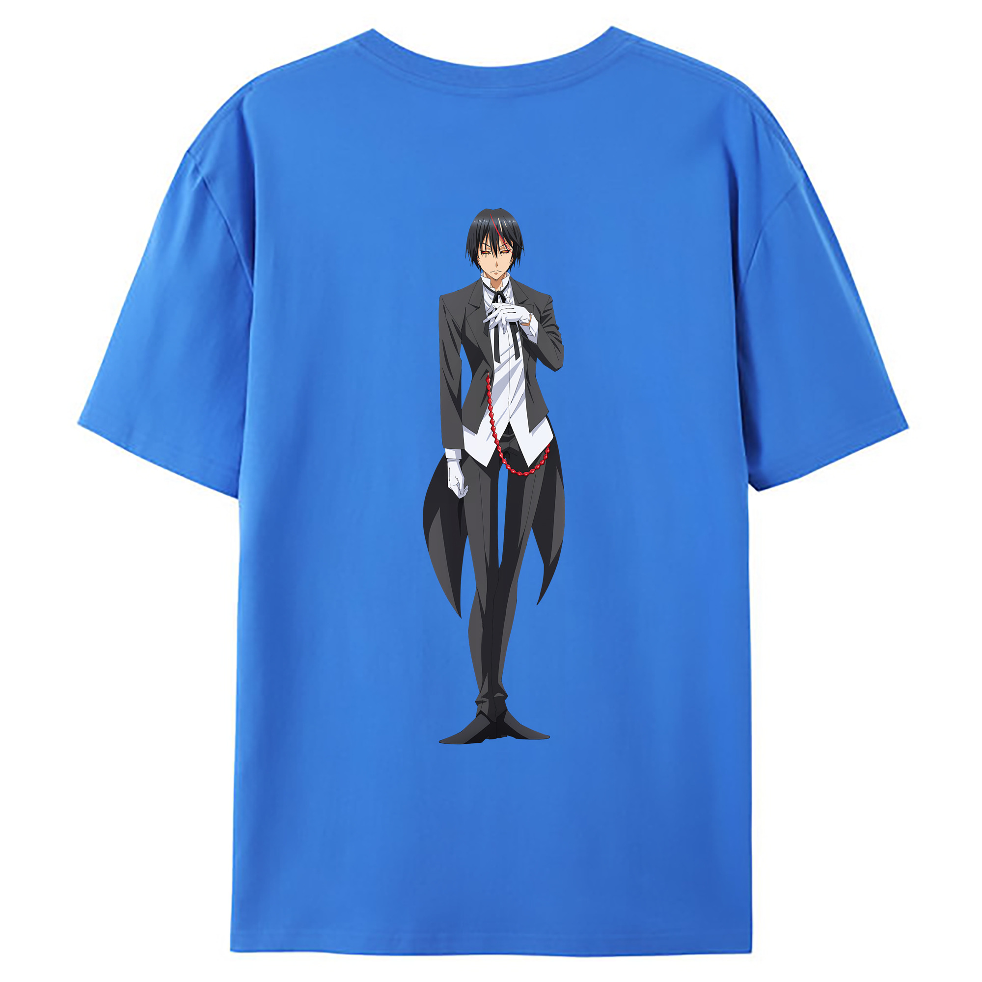 （画像用） 転スラ Regarding Reincarnated to Slime 綿100％ メンズ半袖Tシャツ（バックプリント） 通気性
