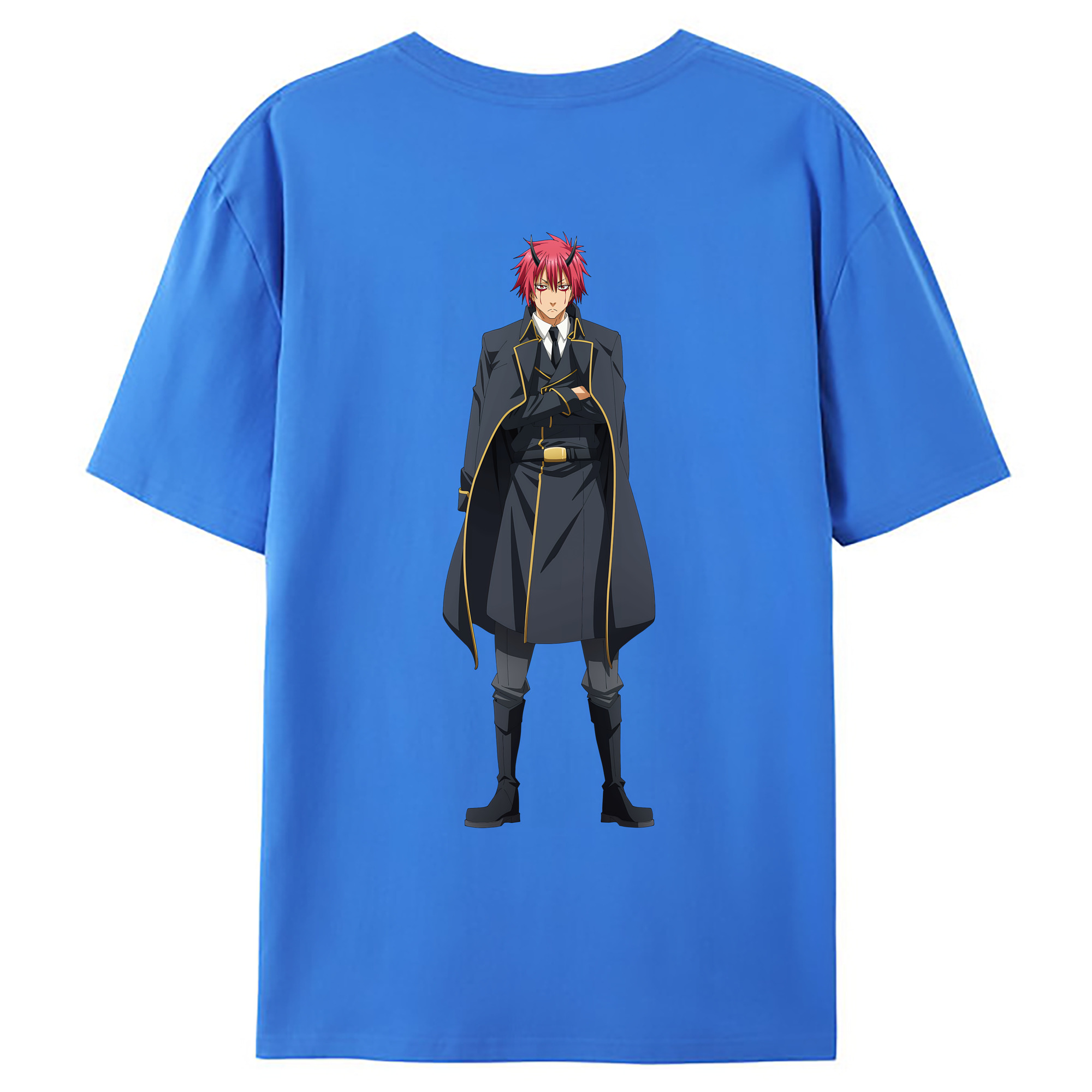 （画像用） 転スラ Regarding Reincarnated to Slime 綿100％ メンズ半袖Tシャツ（バックプリント） 通気性