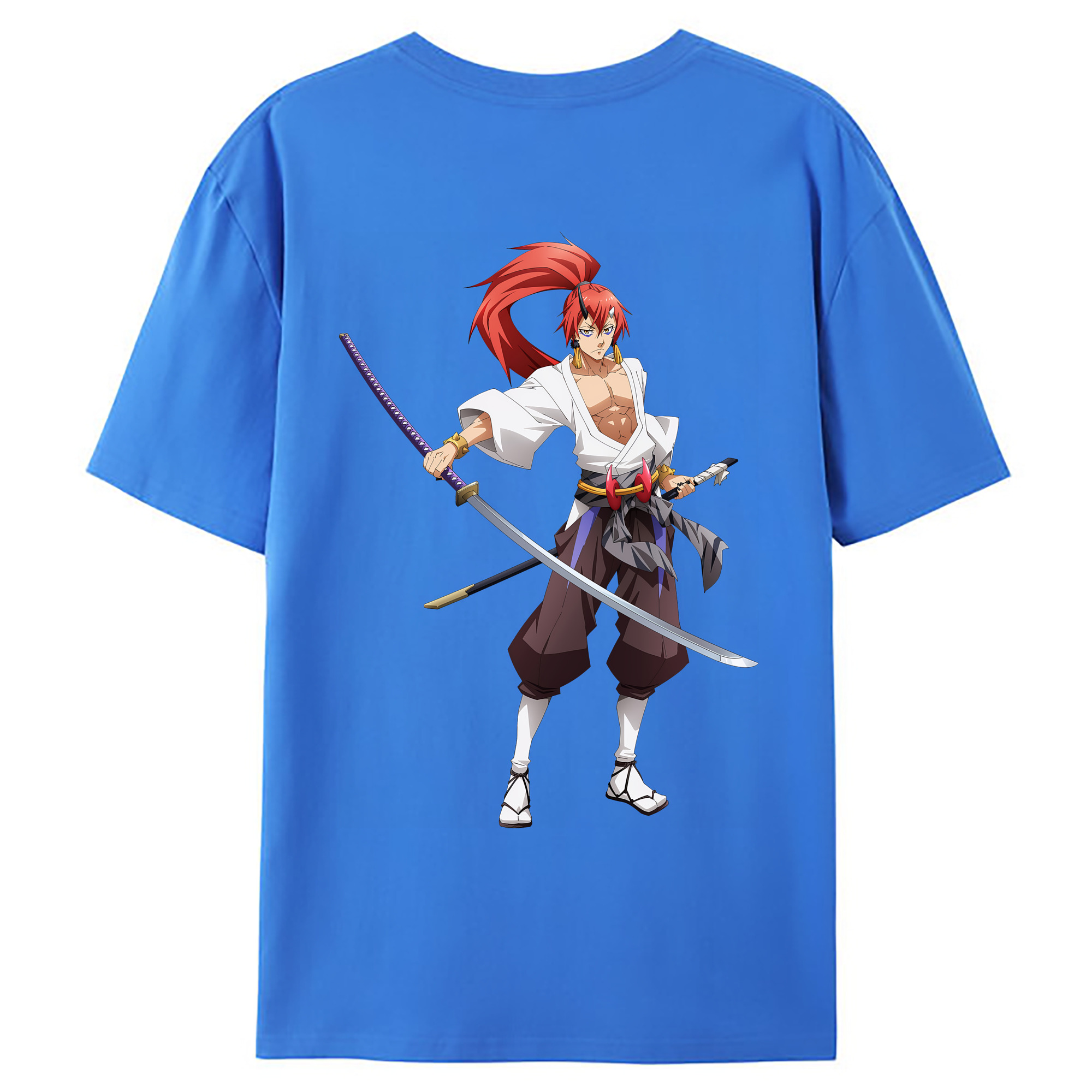 （画像用） 転スラ Regarding Reincarnated to Slime 綿100％ メンズ半袖Tシャツ（バックプリント） 通気性